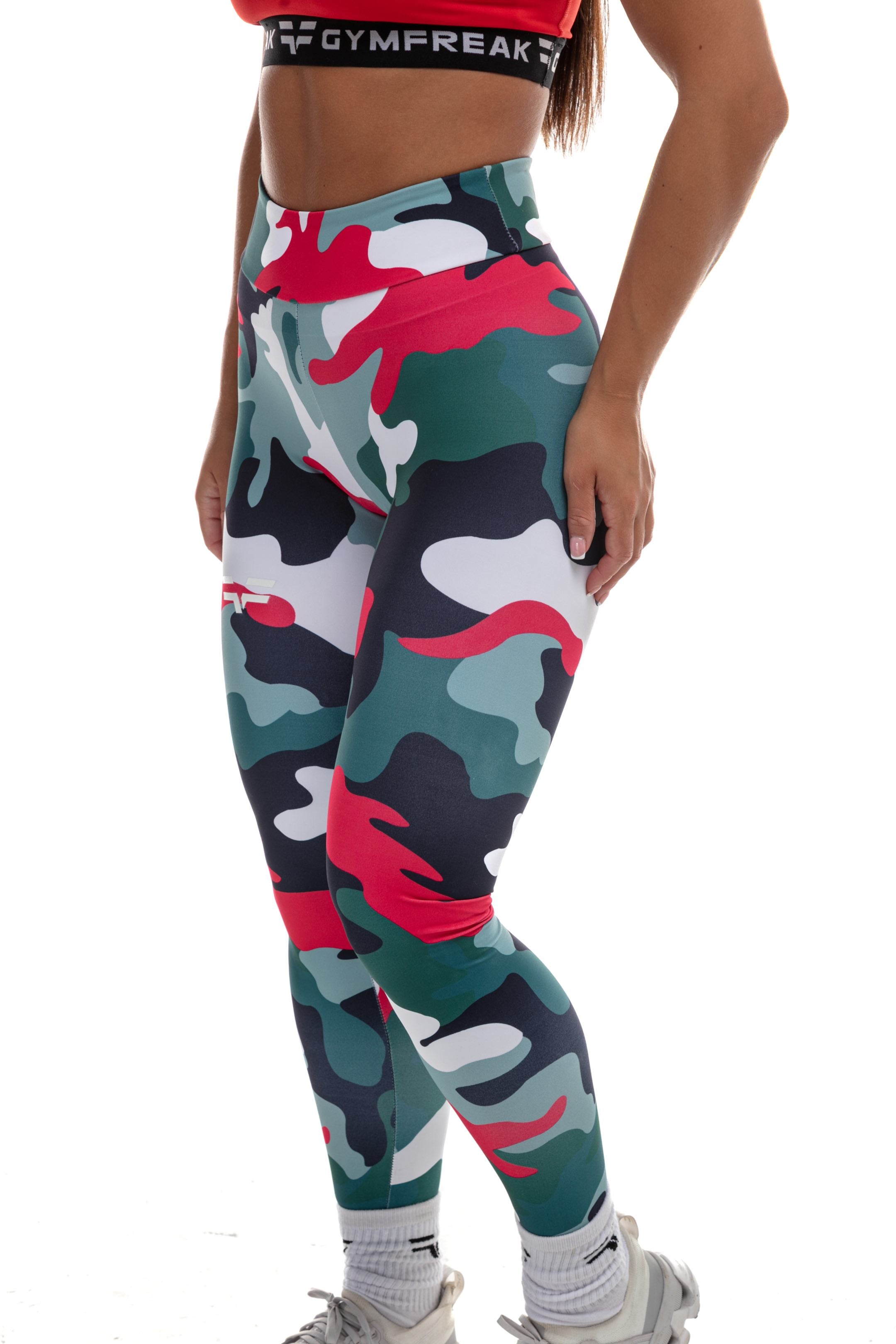 GymFreak Womens Camo Leggings - Red