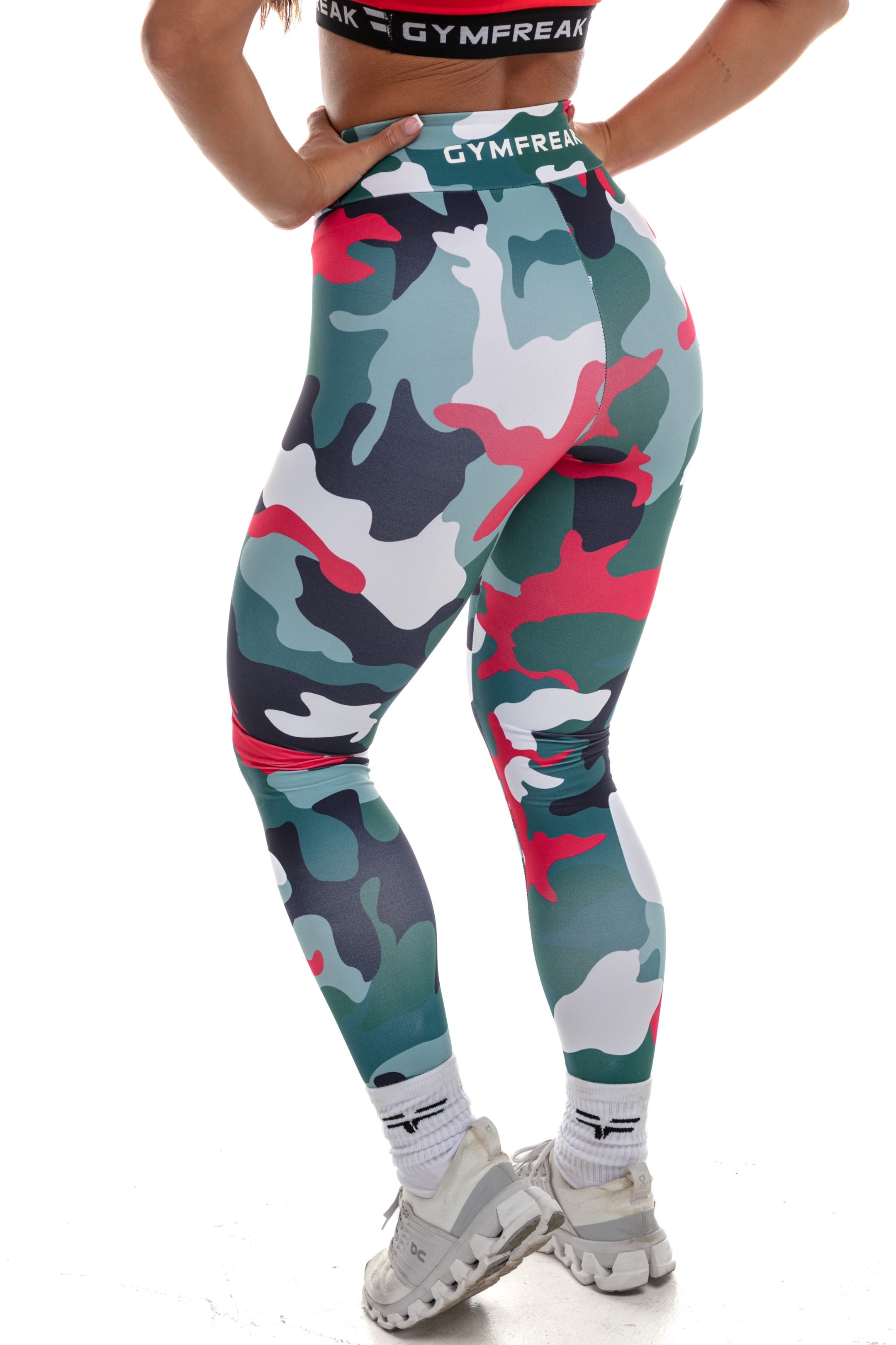 GymFreak Womens Camo Leggings - Red