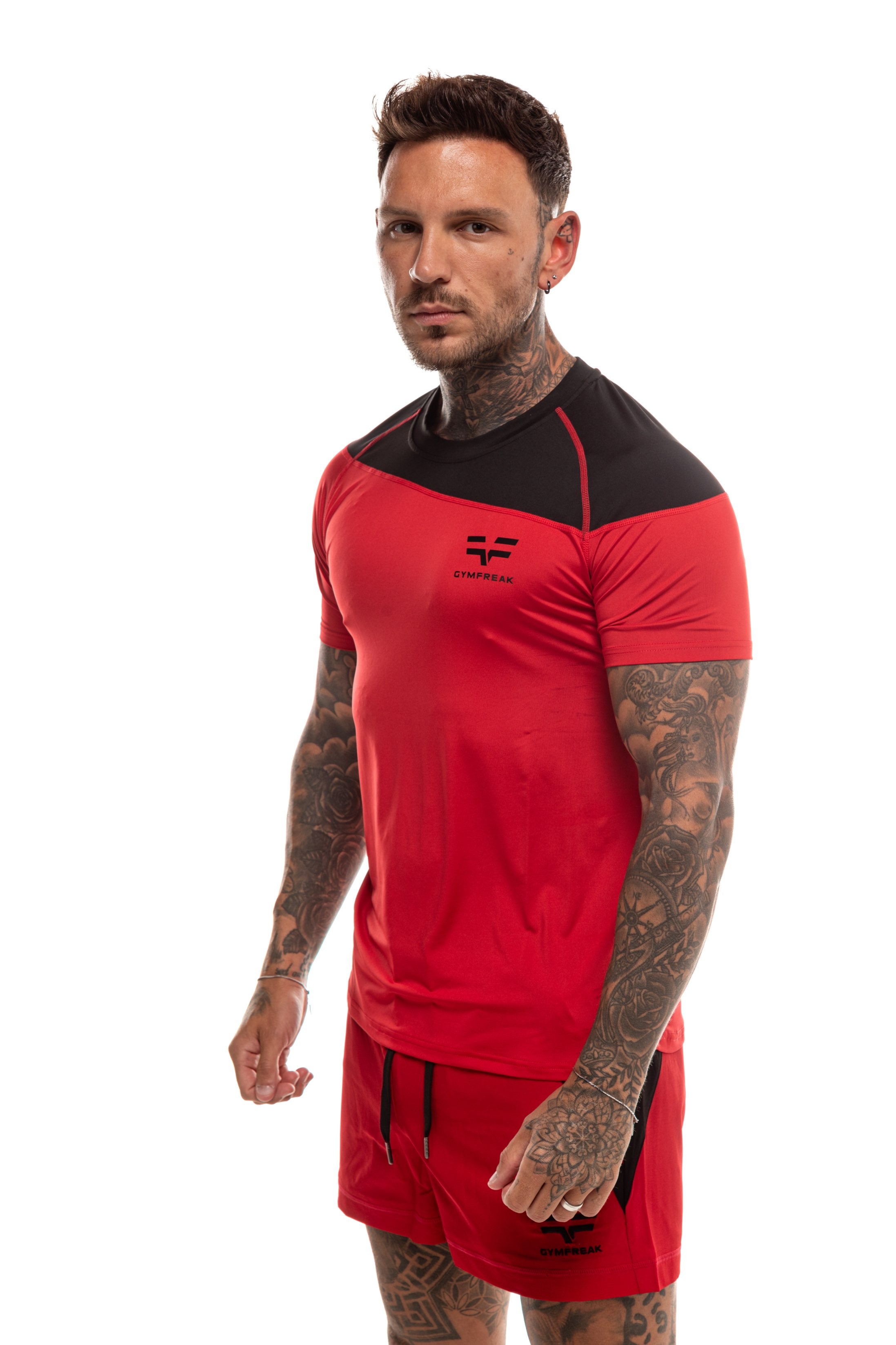 GymFreak Mens Pro T-Shirt - Red/Black