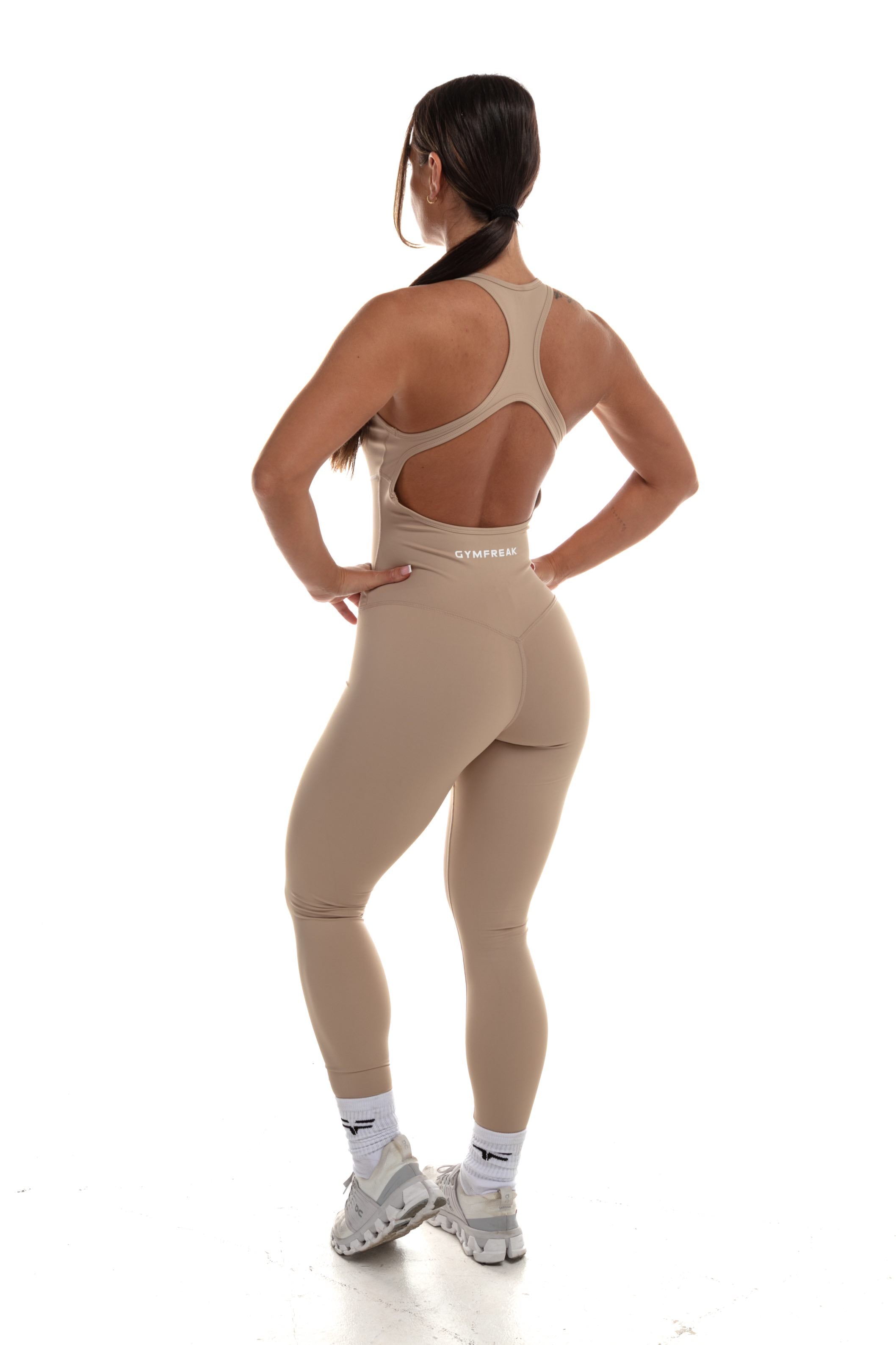 GymFreak Women's Vision Unitard - Sand - legging style