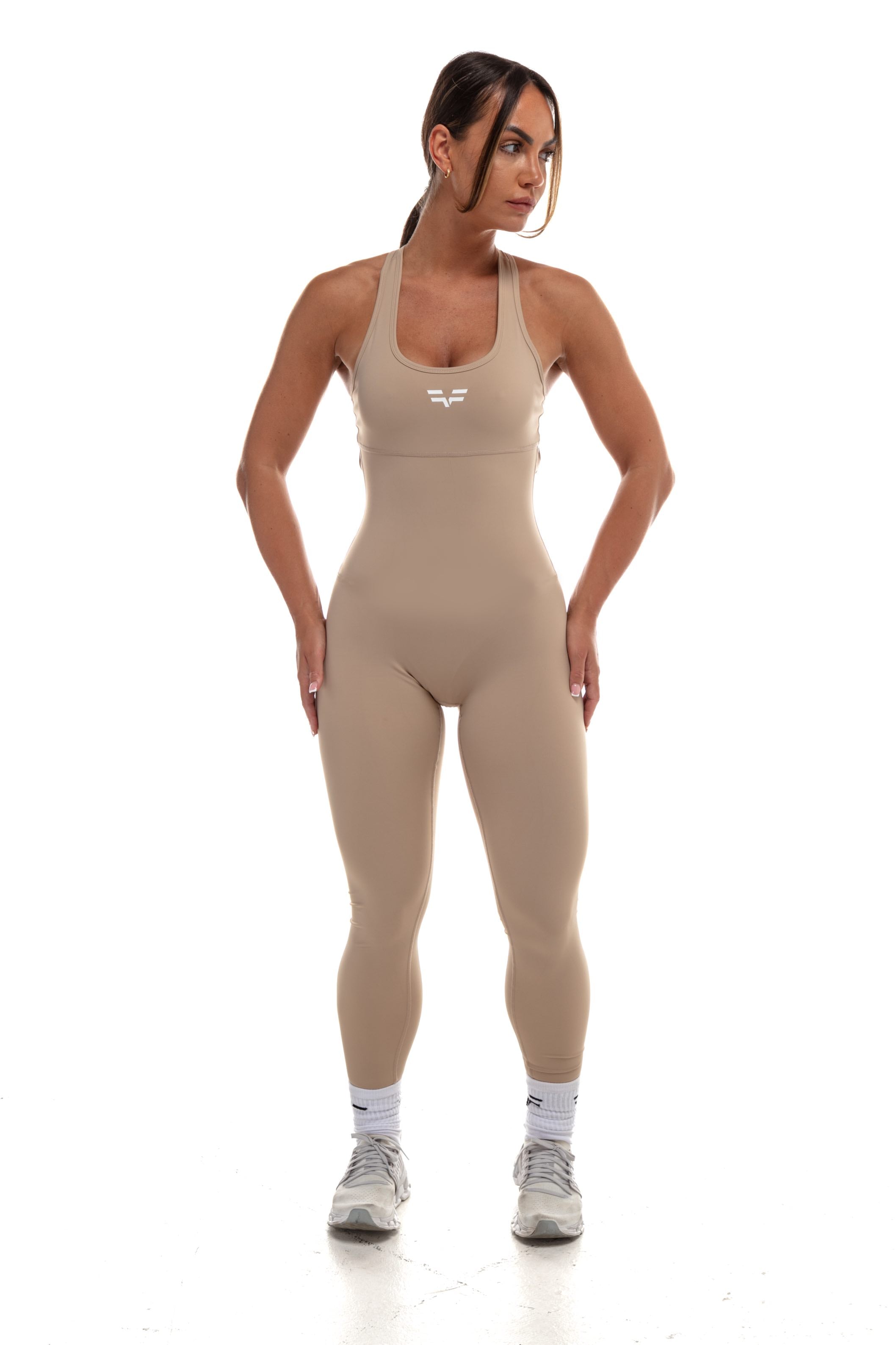 GymFreak Women's Vision Unitard - Sand - legging style