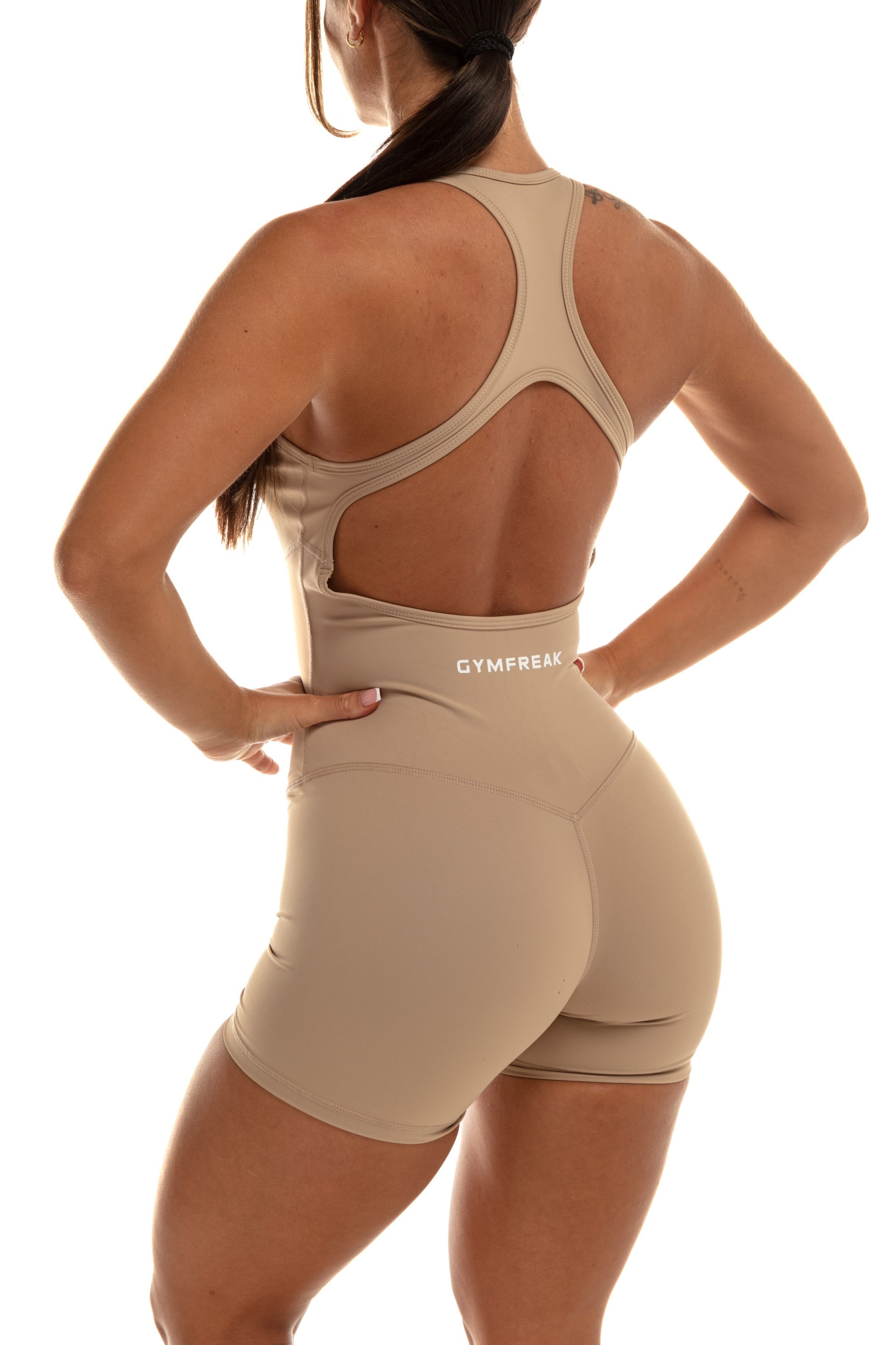 GymFreak Women's Vision Unitard - 4 inch Sand