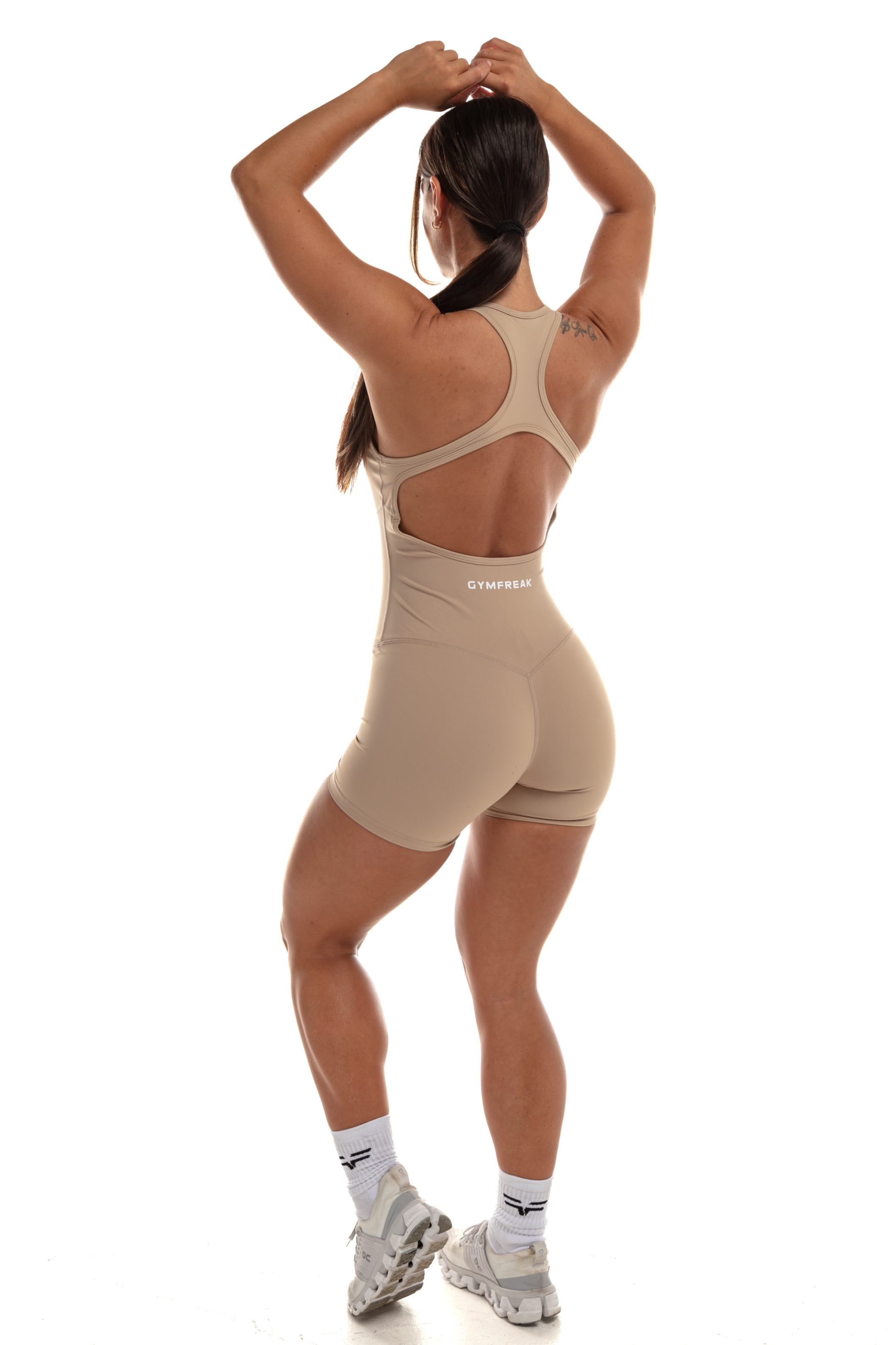 GymFreak Women's Vision Unitard - 4 inch Sand