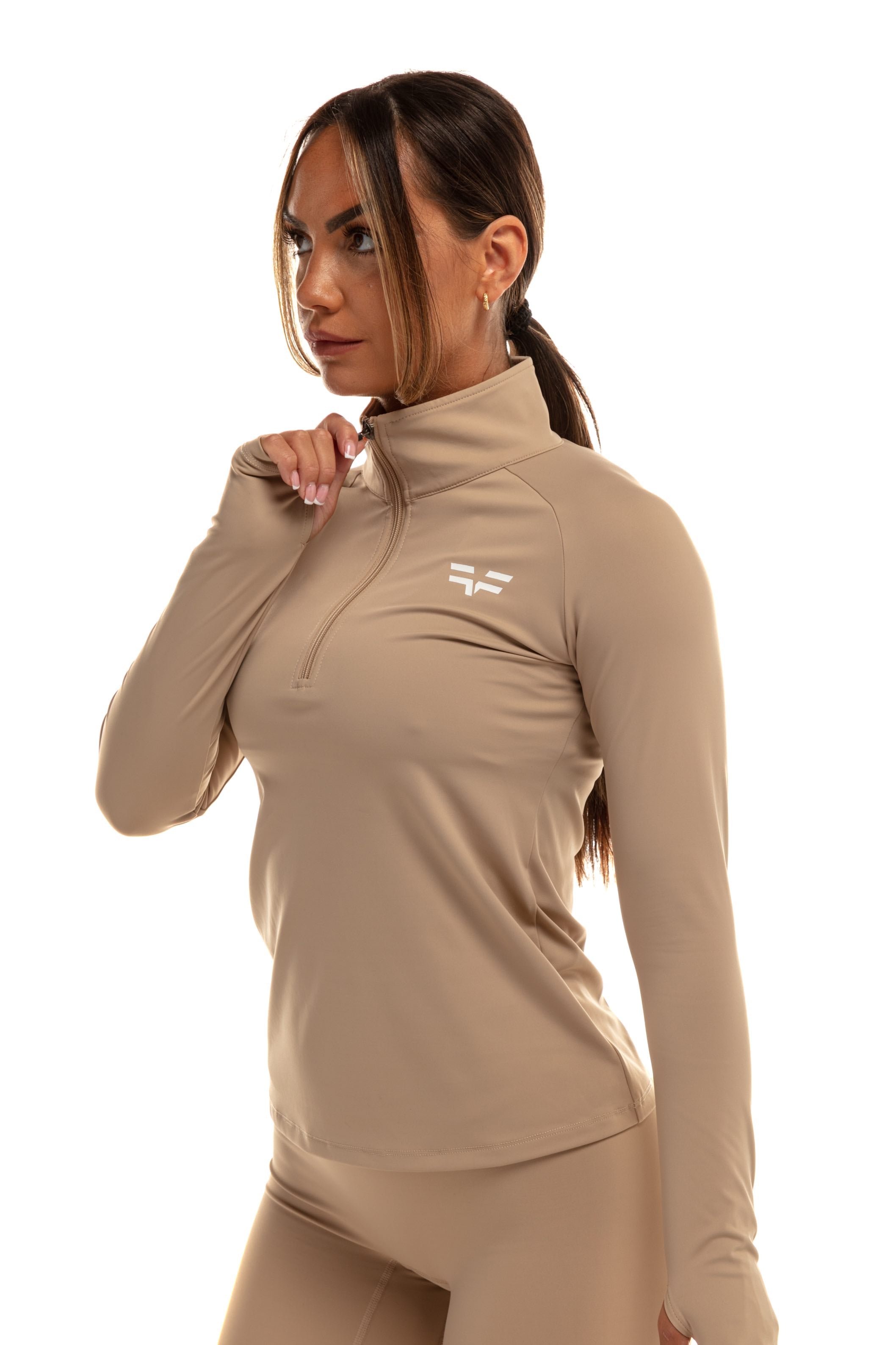 GymFreak Women's Vision 3/4 Zip Top - Sand