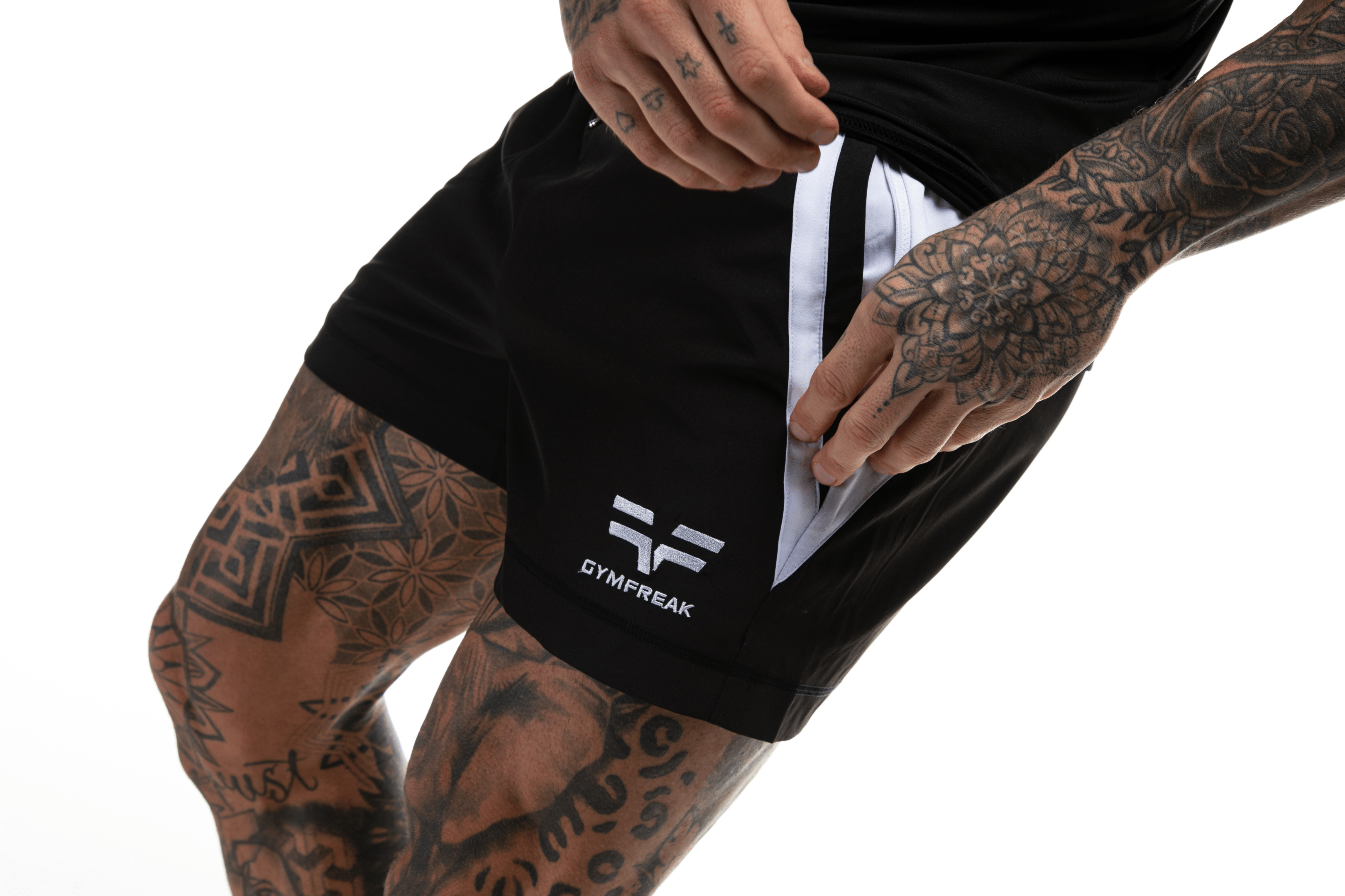 GymFreak Mens Pro Shorts - Black - 3.5 inch