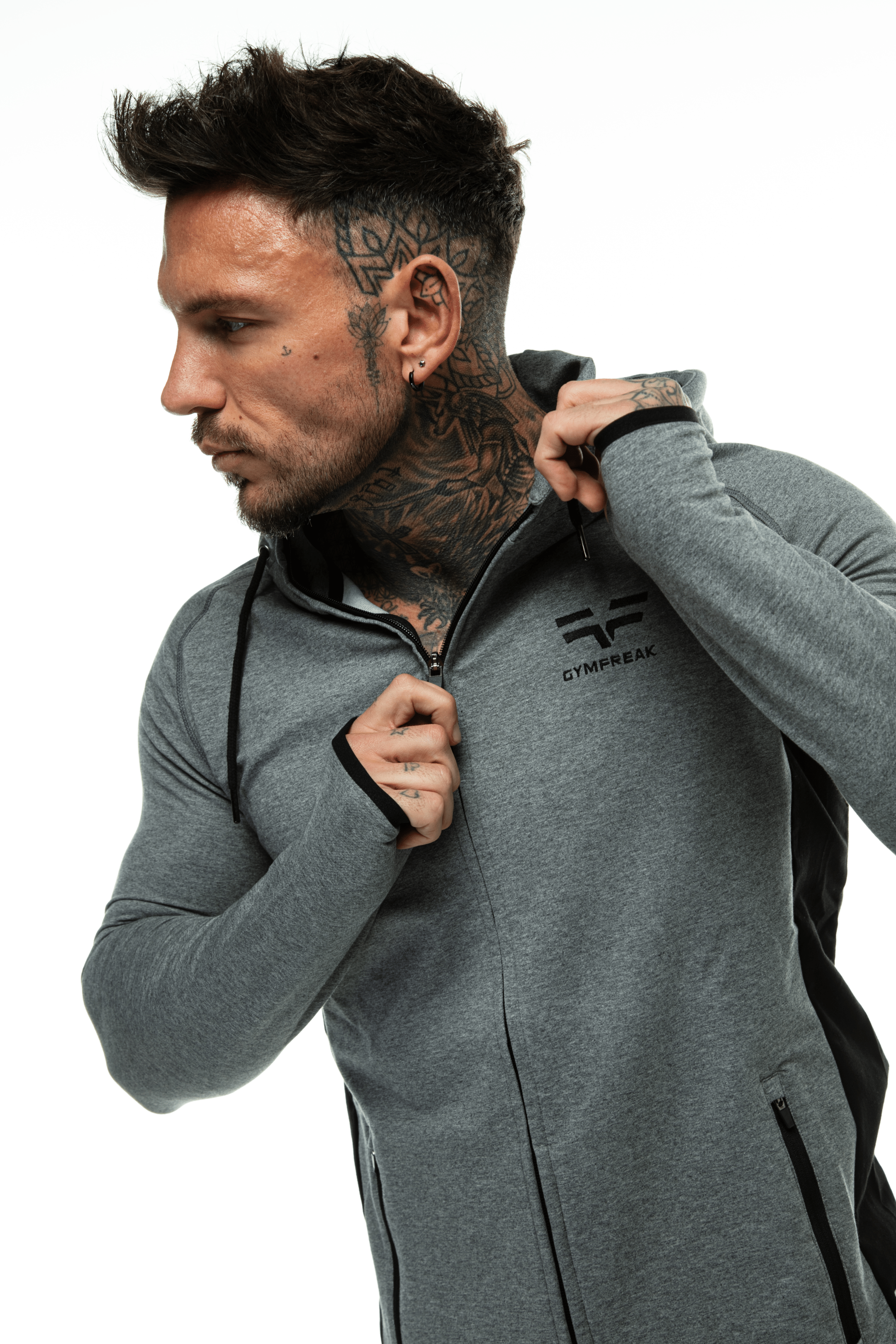 GymFreak Mens Active Hoodie - Grey