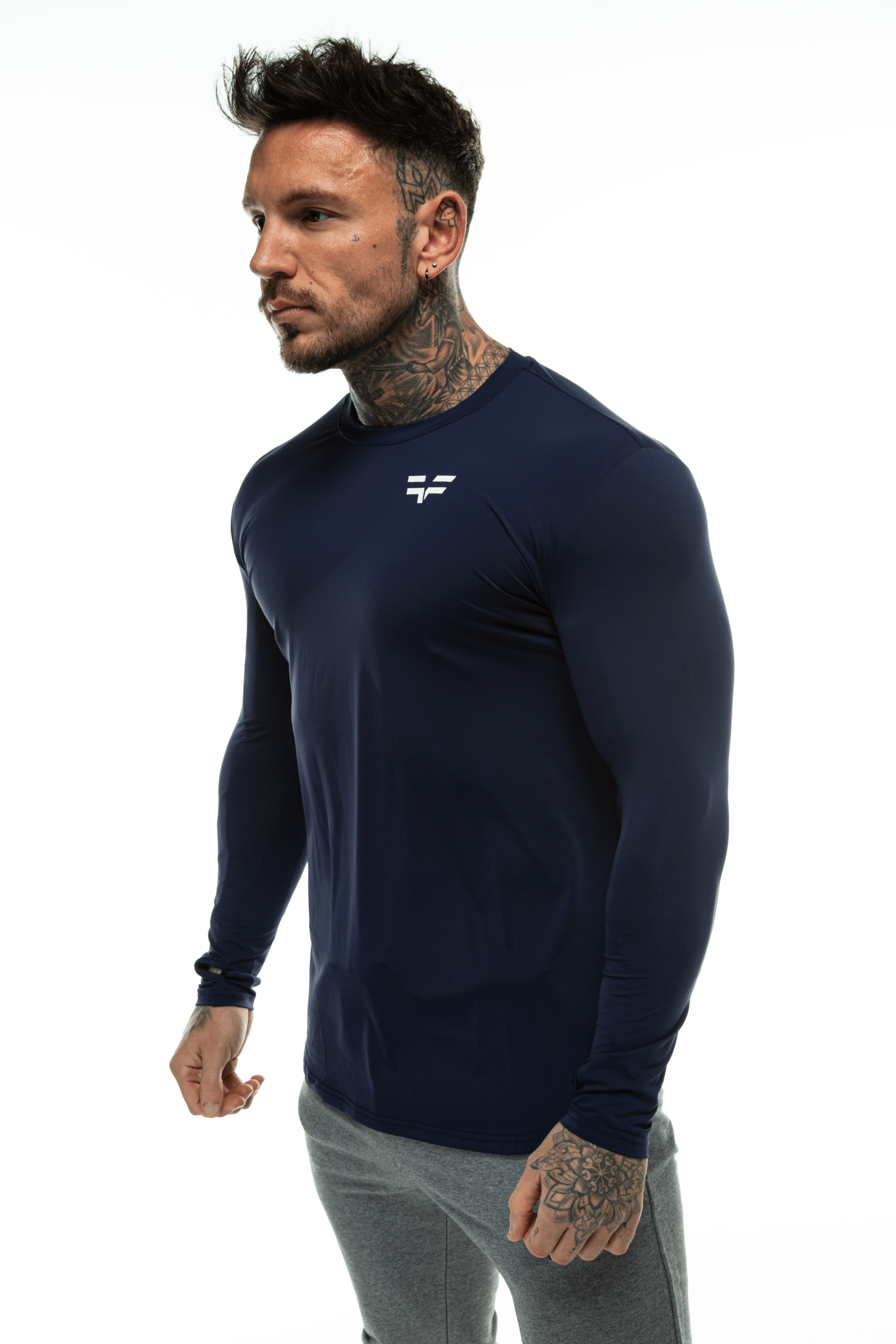 GymFreak Mens Long Sleeve Active T-shirt - Blue