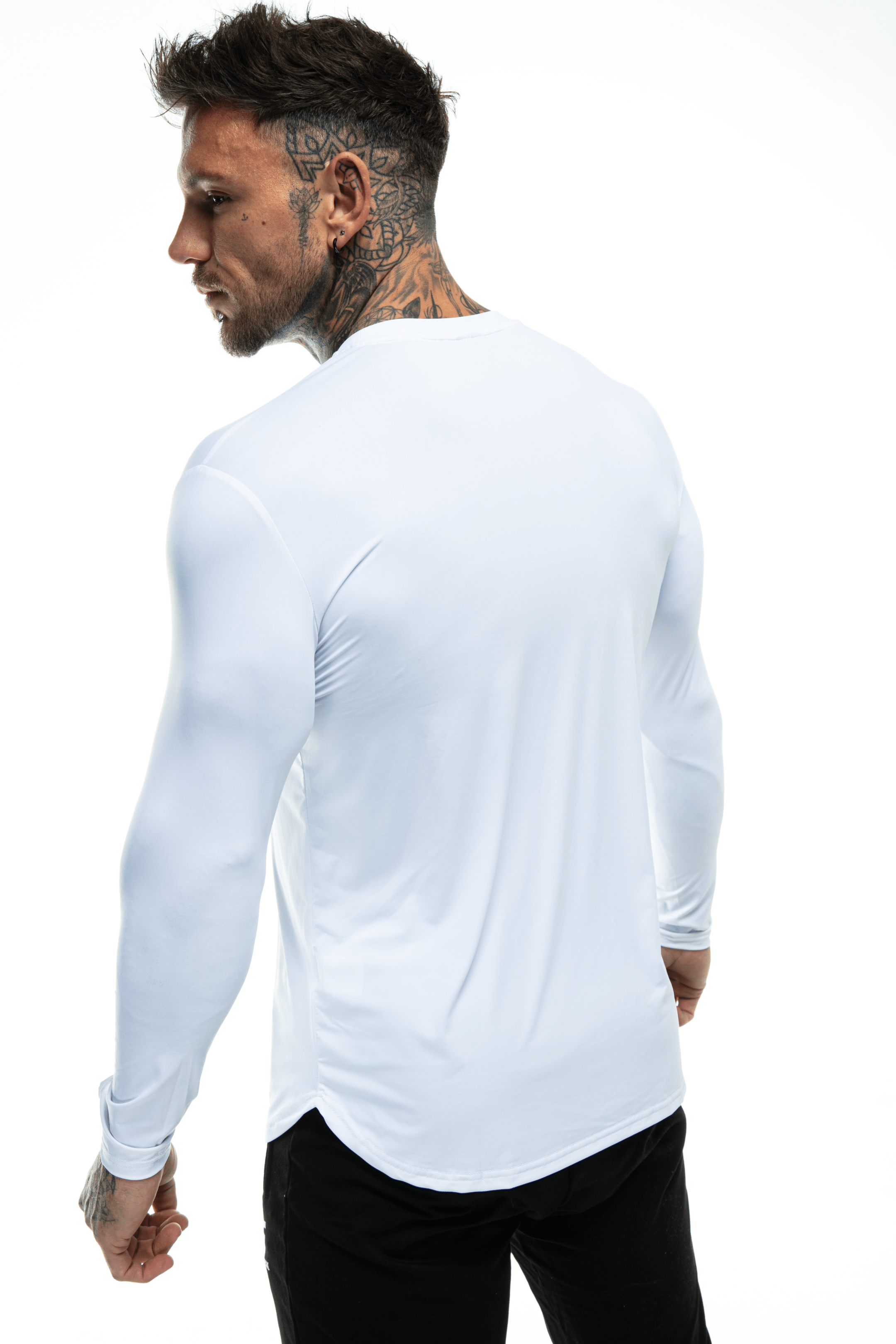 GymFreak Mens Long Sleeve Active T-shirt - White