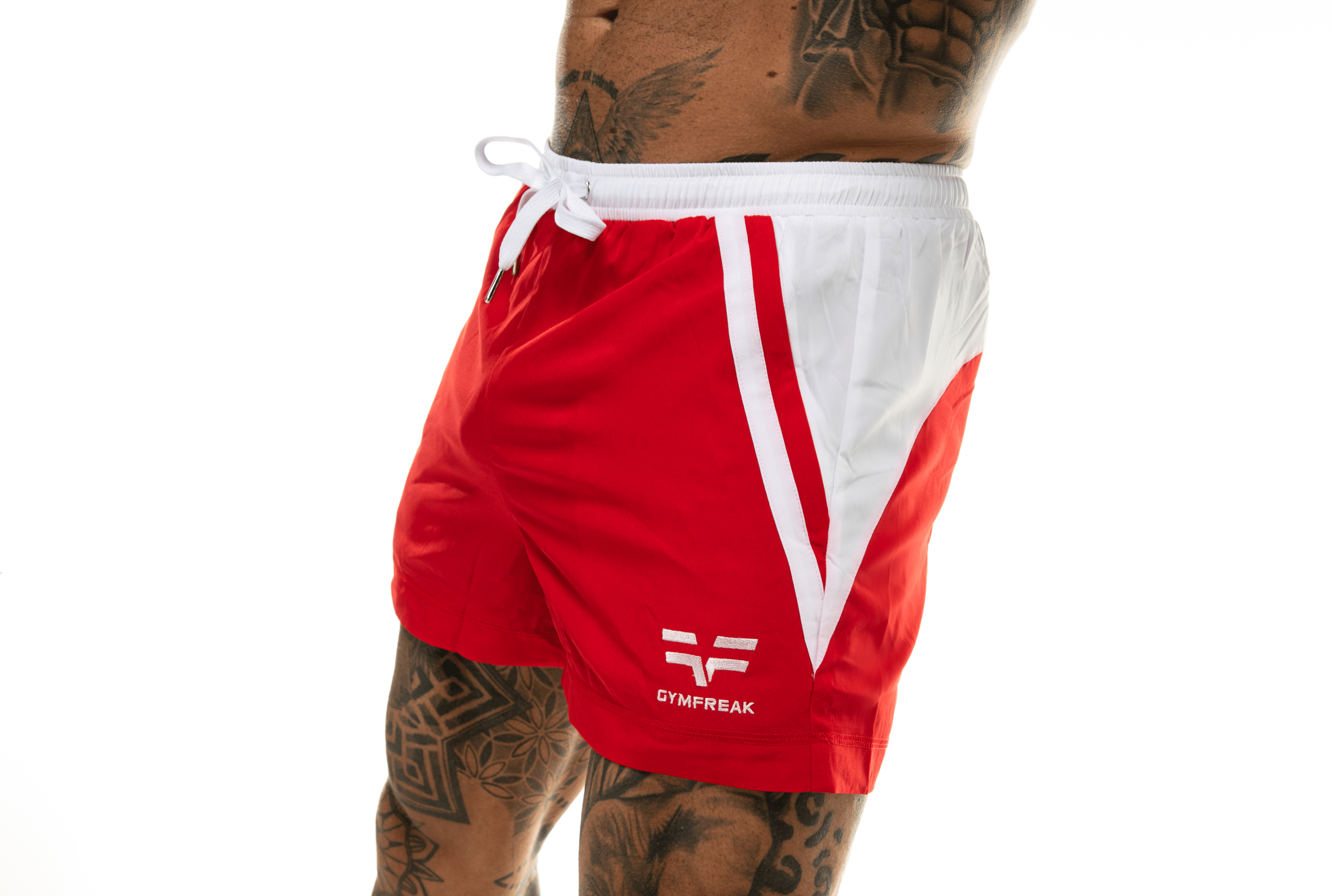 GymFreak Mens Pro Shorts - Red/white - 3.5 inch