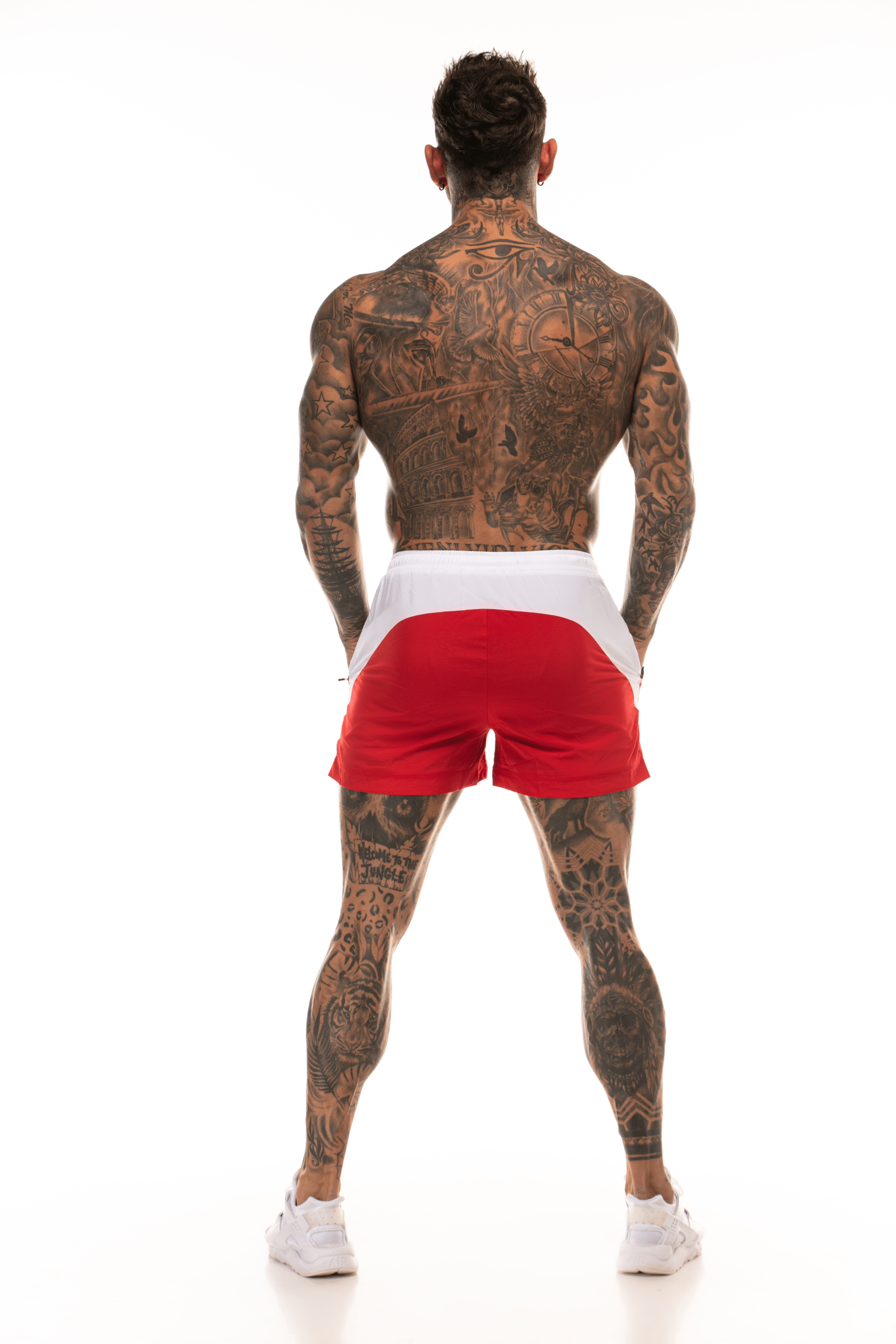 GymFreak Mens Pro Shorts - Red/white - 3.5 inch