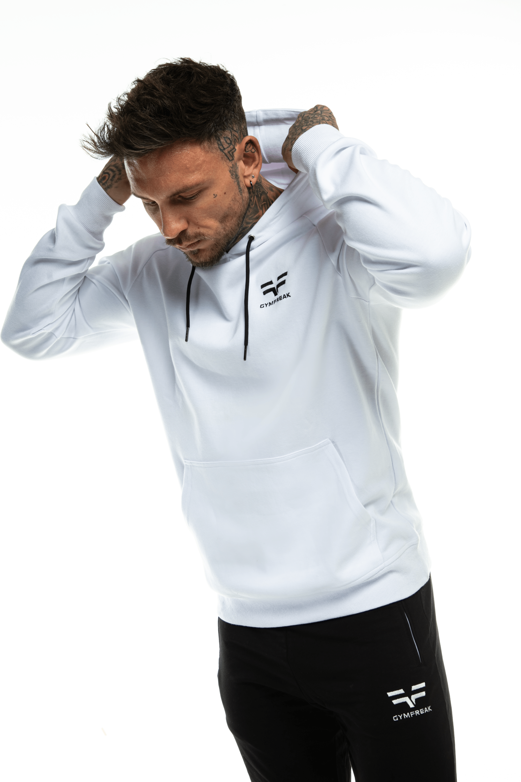 GymFreak Mens Power Hoodie - White