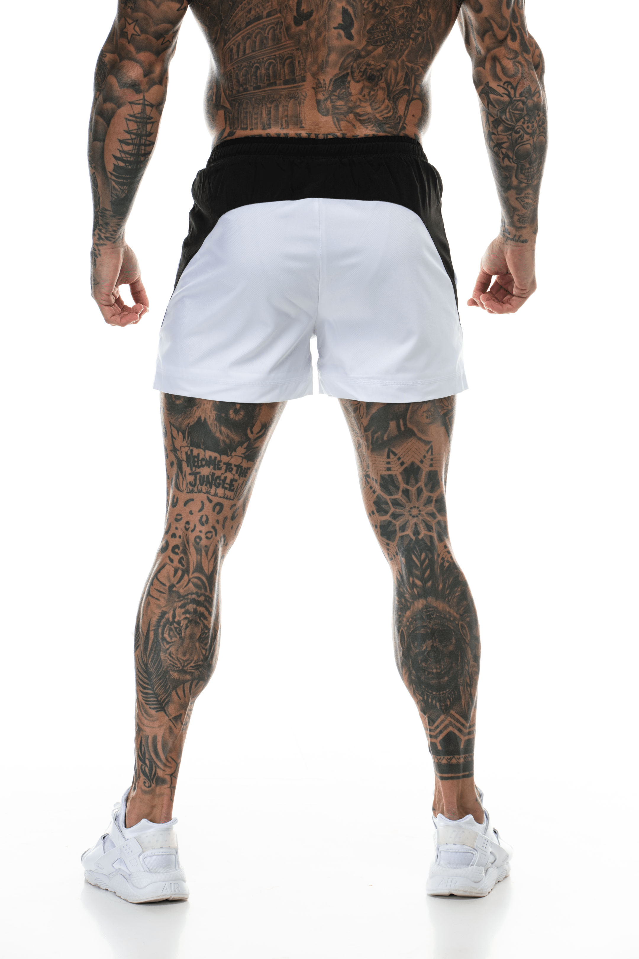 GymFreak Mens Pro Shorts - White - 3.5 inch