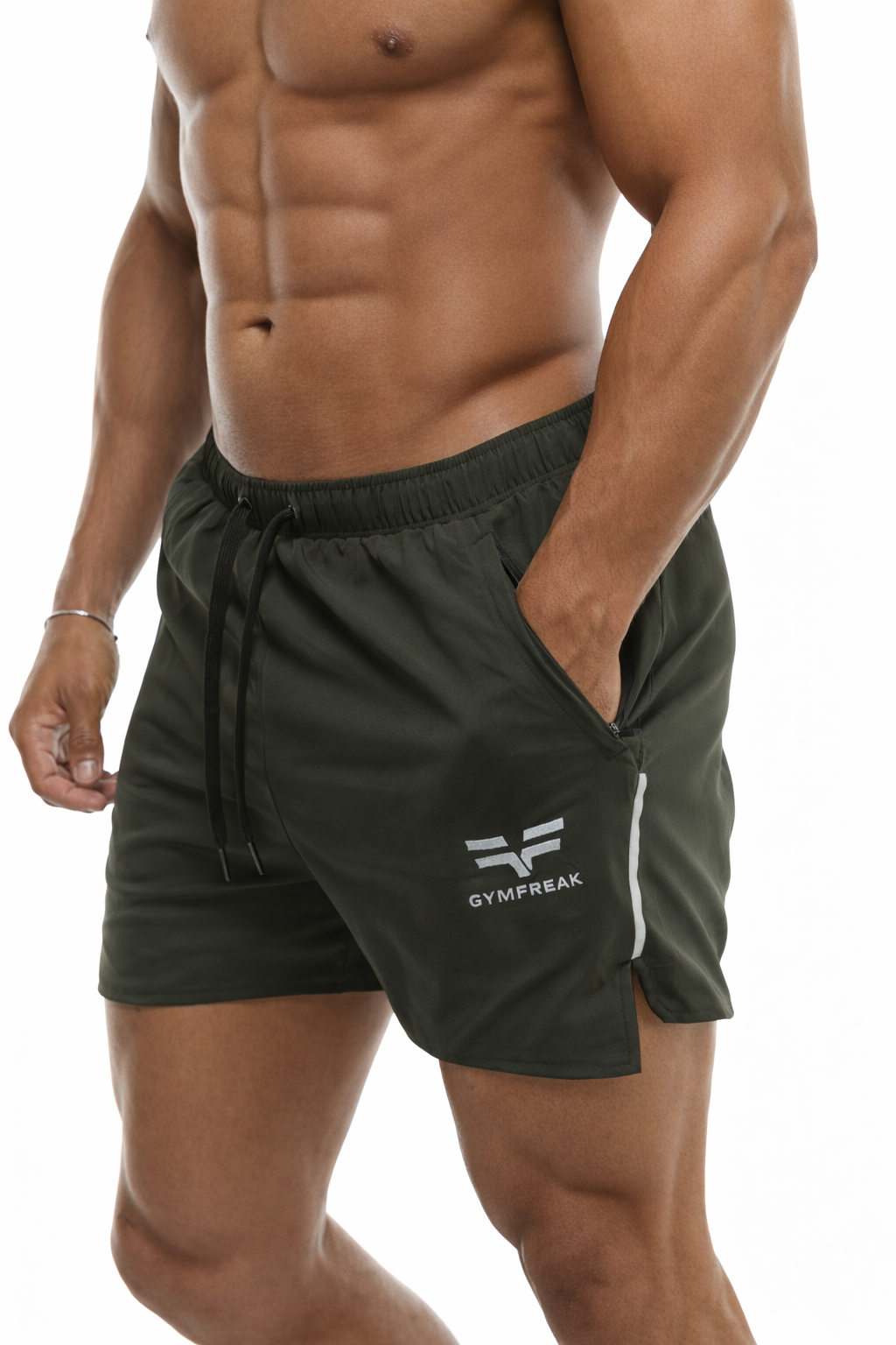 GymFreak Mens Fusion Shorts - Khaki - 3.5 inch