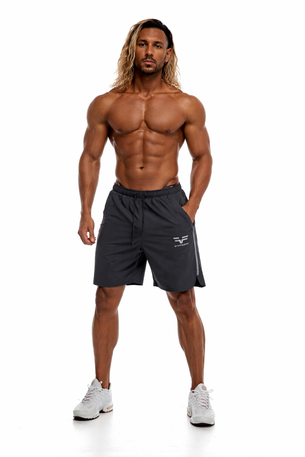 GymFreak Mens Fusion Shorts - Charcoal Grey - 7 inch