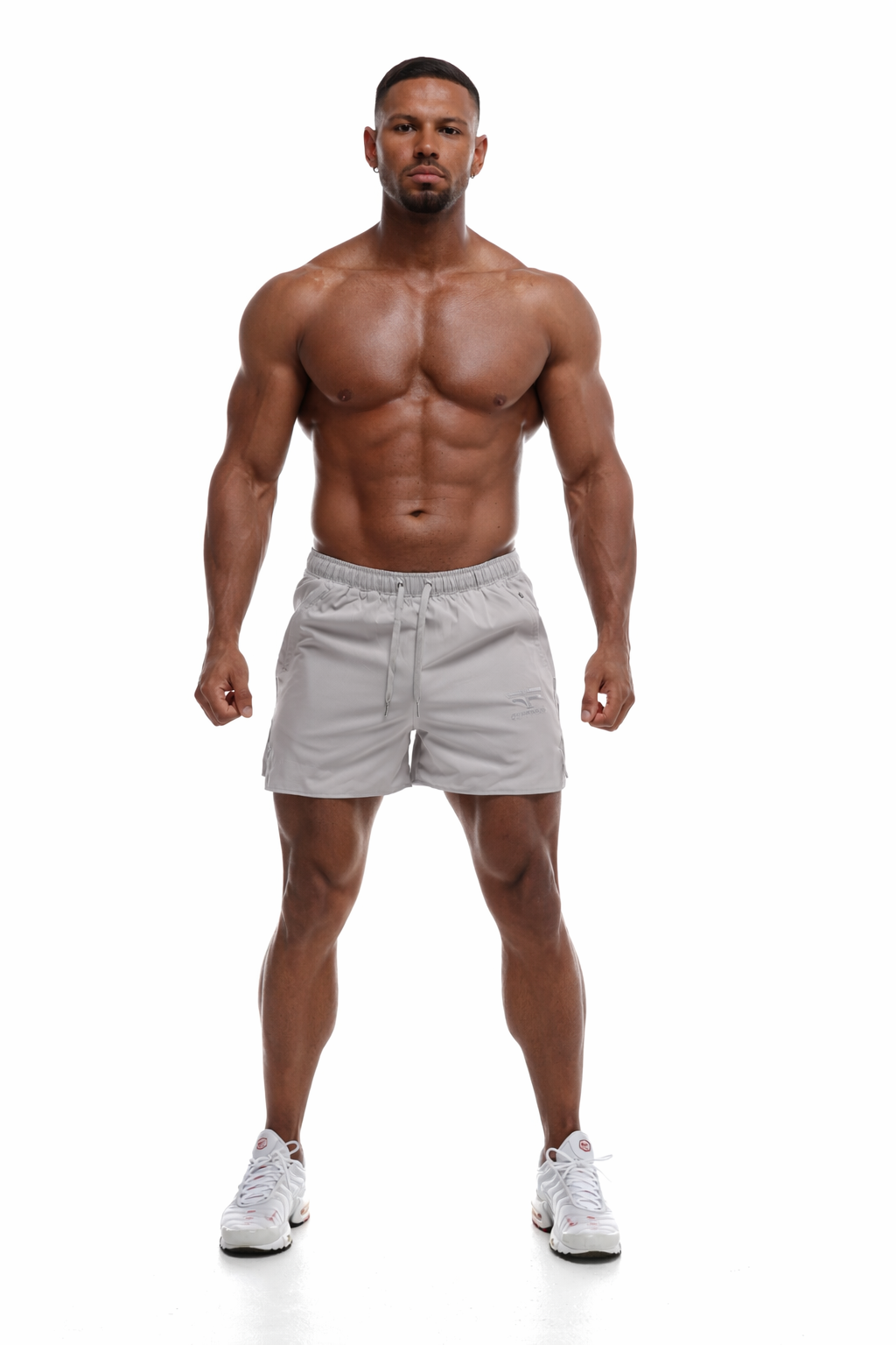 GymFreak Mens Fusion Shorts - Light Grey - 3.5 inch