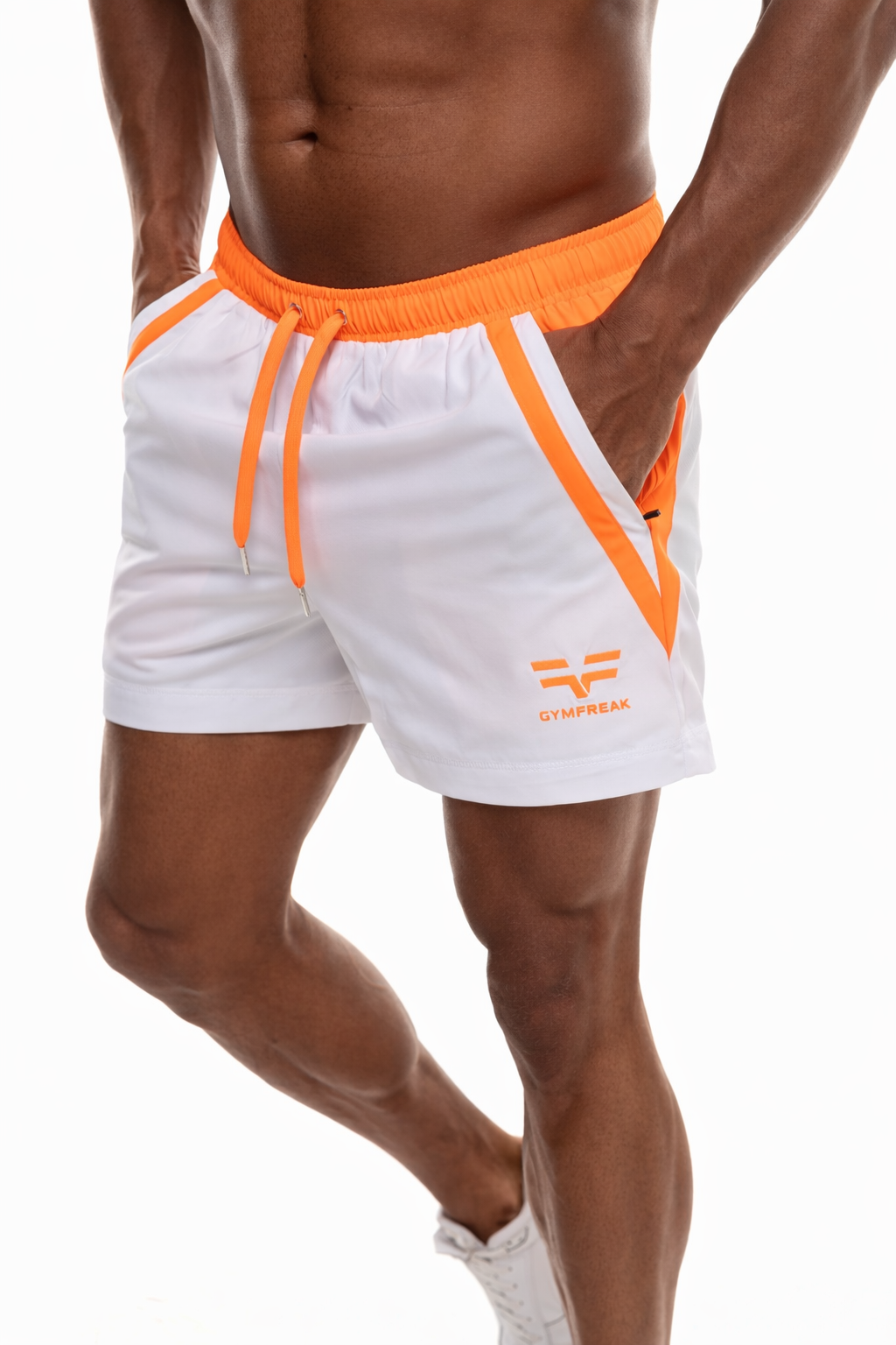 GymFreak Mens Neon Pro Shorts - Neon Orange - 3.5 inch