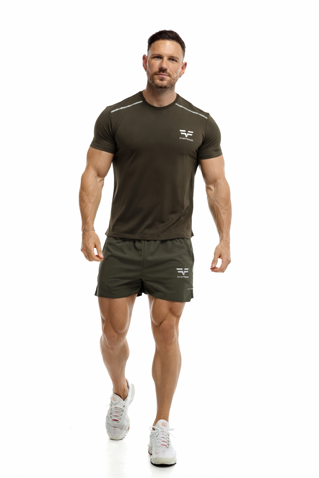 GymFreak Mens Fusion Shorts - Khaki - 3.5 inch