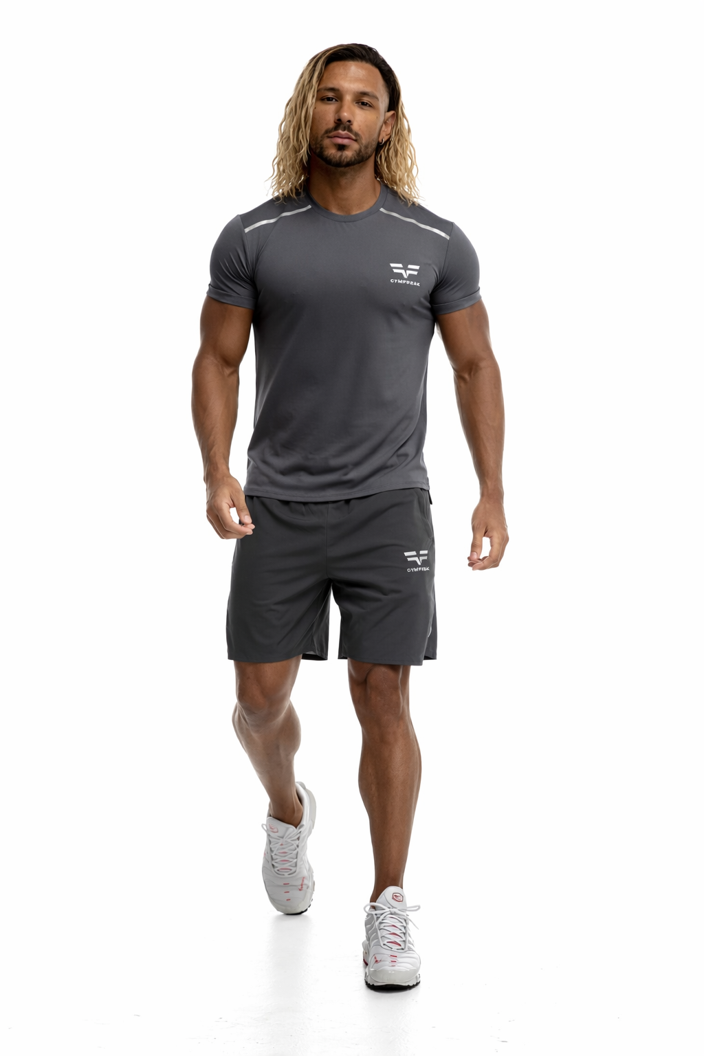 GymFreak Mens Fusion Shorts - Charcoal Grey - 7 inch
