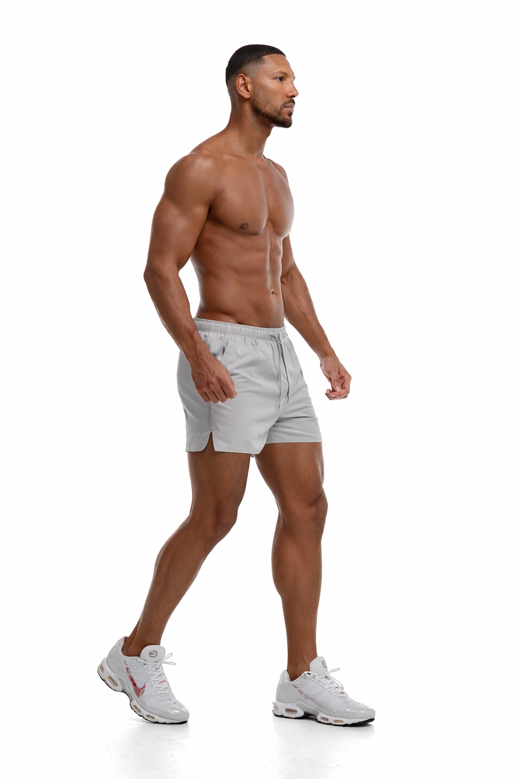 GymFreak Mens Fusion Shorts - Light Grey - 3.5 inch