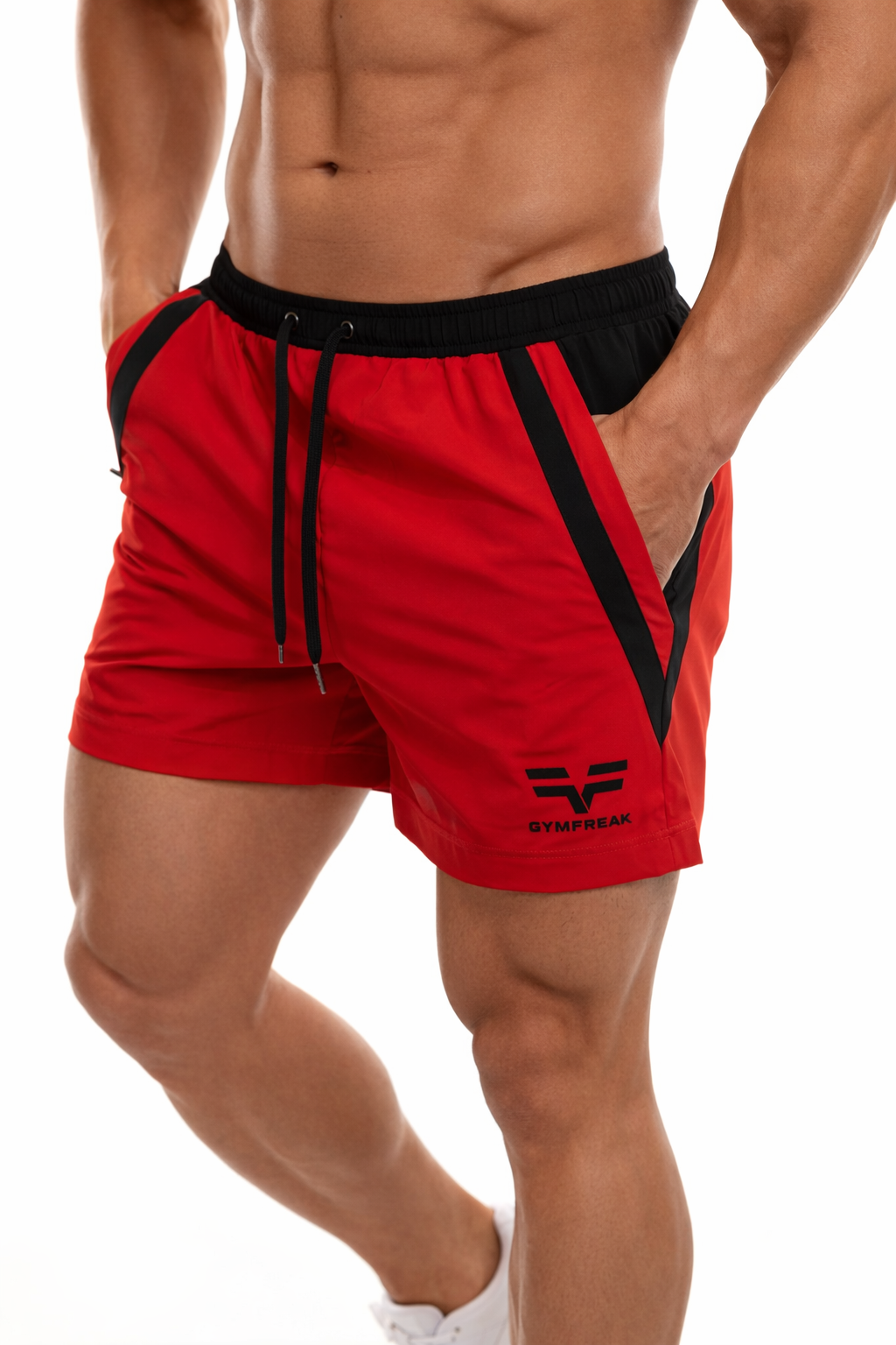 GymFreak Mens Pro Shorts - Red/Black - 3.5 inch