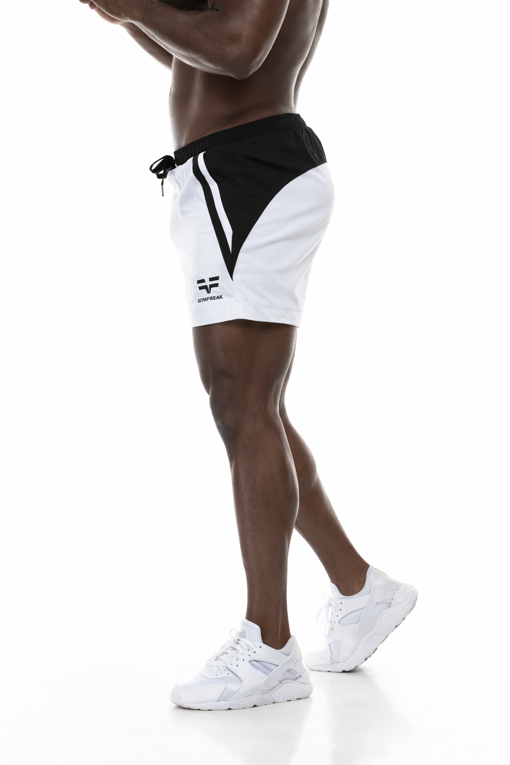 GymFreak Mens Pro Shorts - White - 3.5 inch