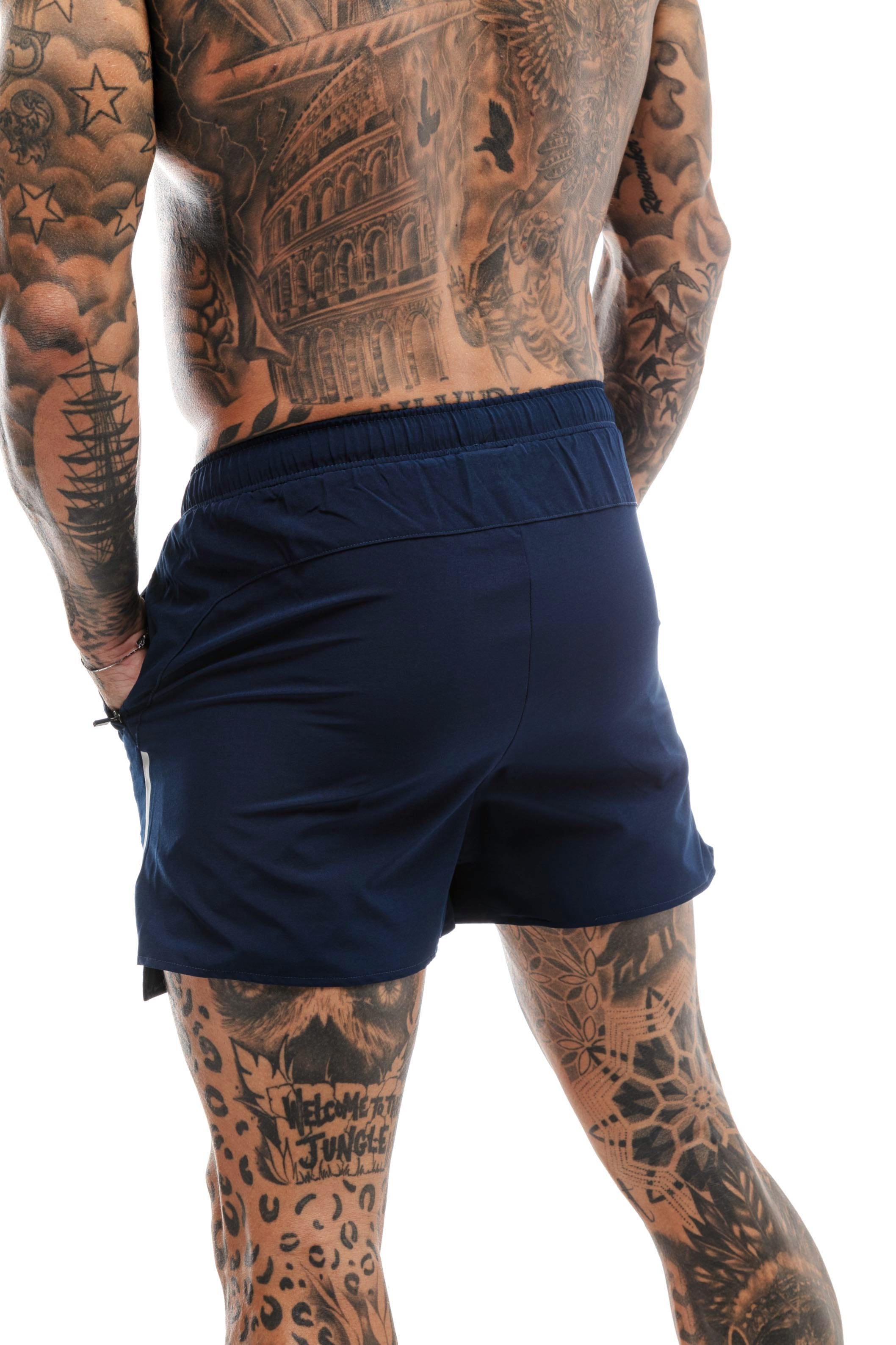 GymFreak Mens Fusion Shorts - Navy Blue - 3.5 inch