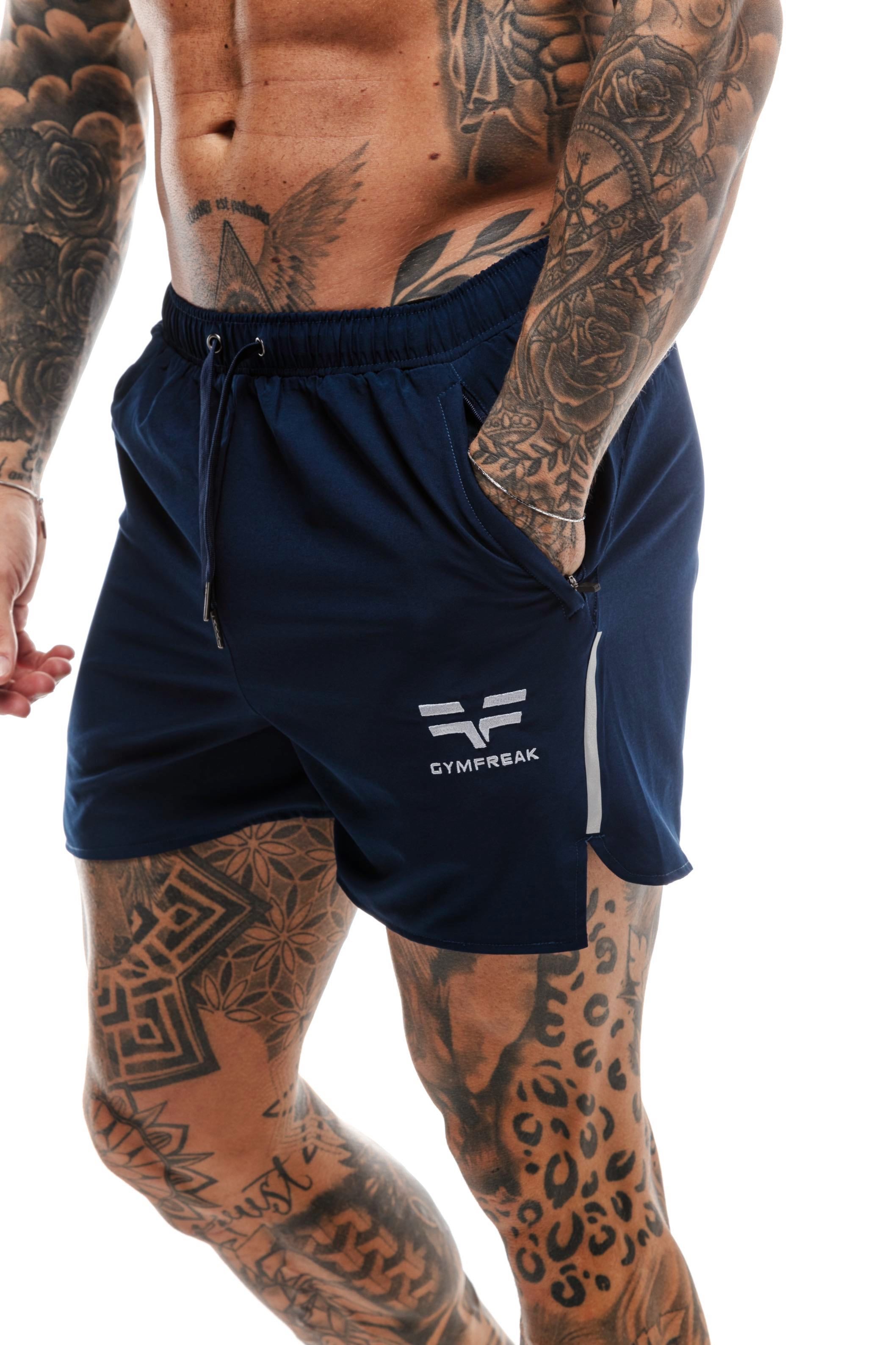 GymFreak Mens Fusion Shorts - Navy Blue - 3.5 inch