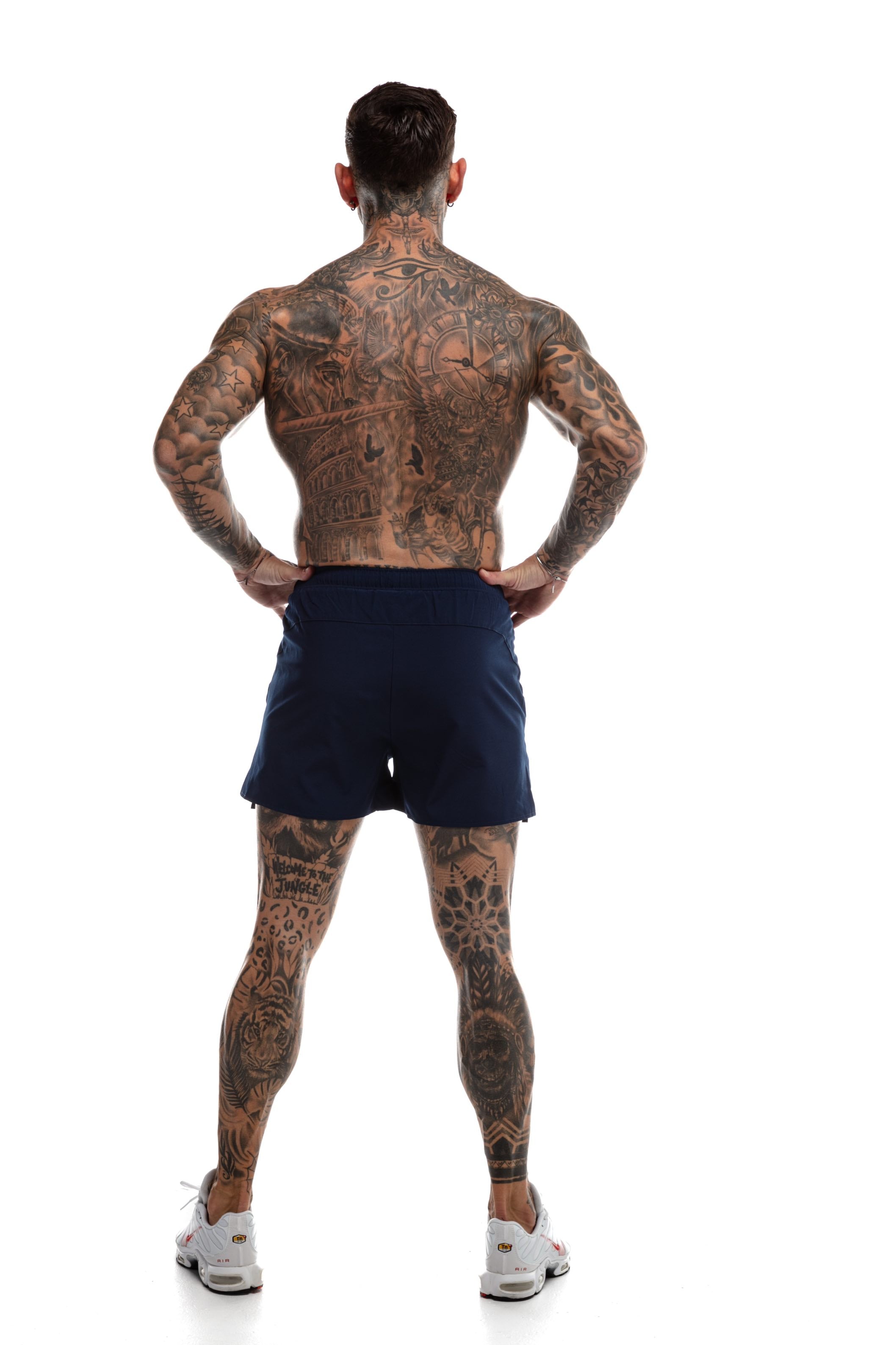 GymFreak Mens Fusion Shorts - Navy Blue - 3.5 inch