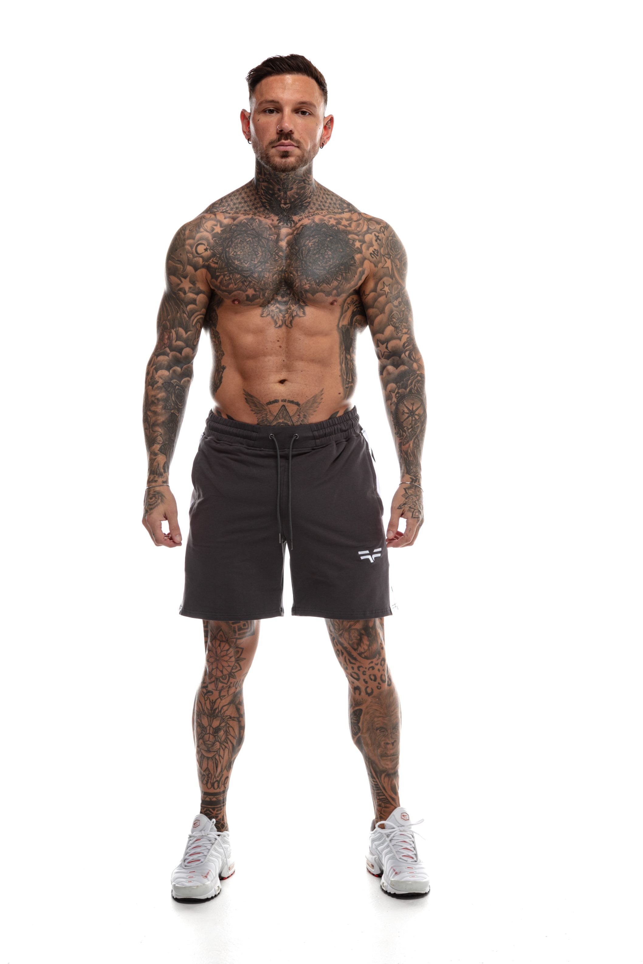 GymFreak Mens Icon Range Shorts - Charcoal - 7 inch
