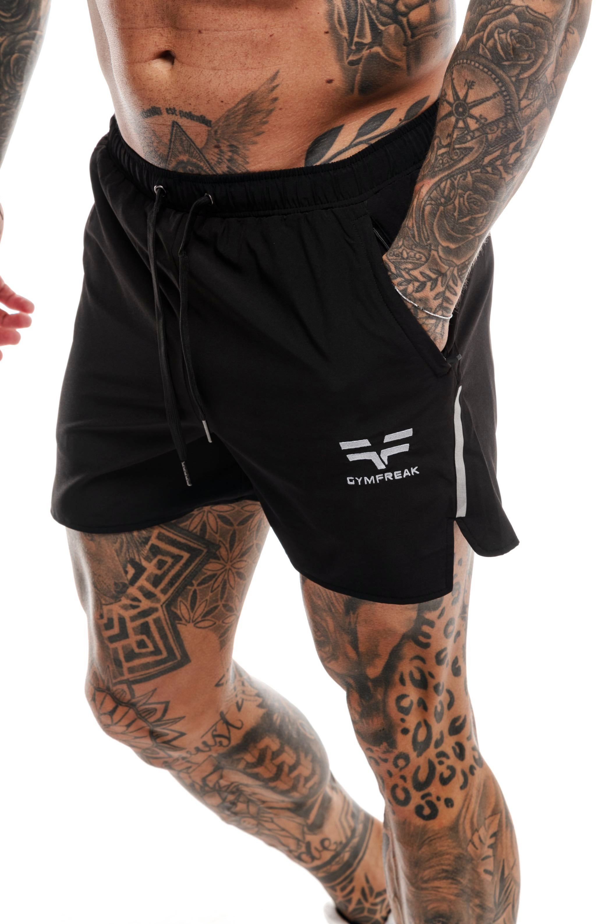 GymFreak Mens Fusion Shorts - Black - 3.5 inch