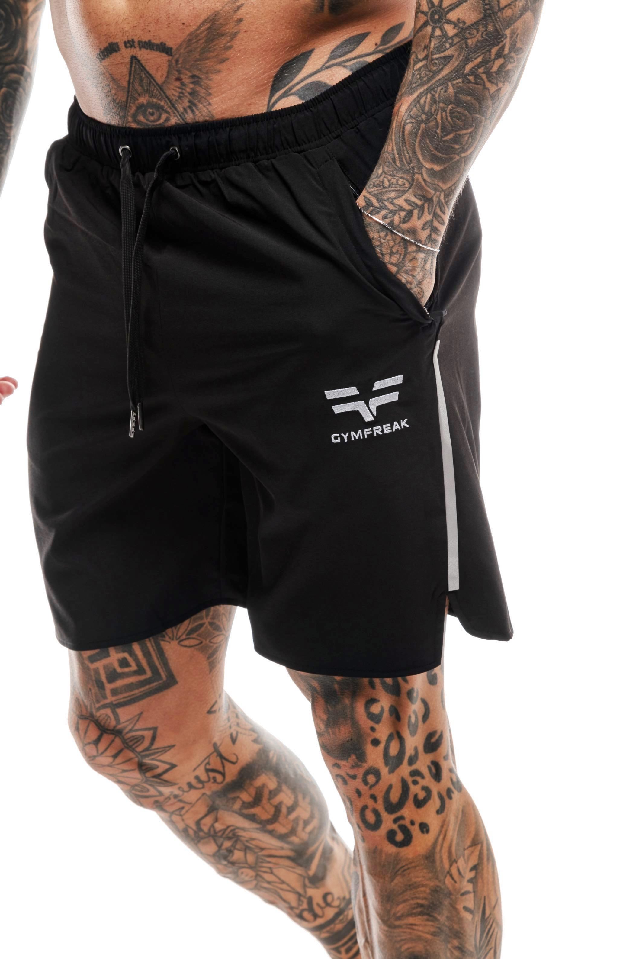 GymFreak Mens Fusion Shorts - Black - 7 inch