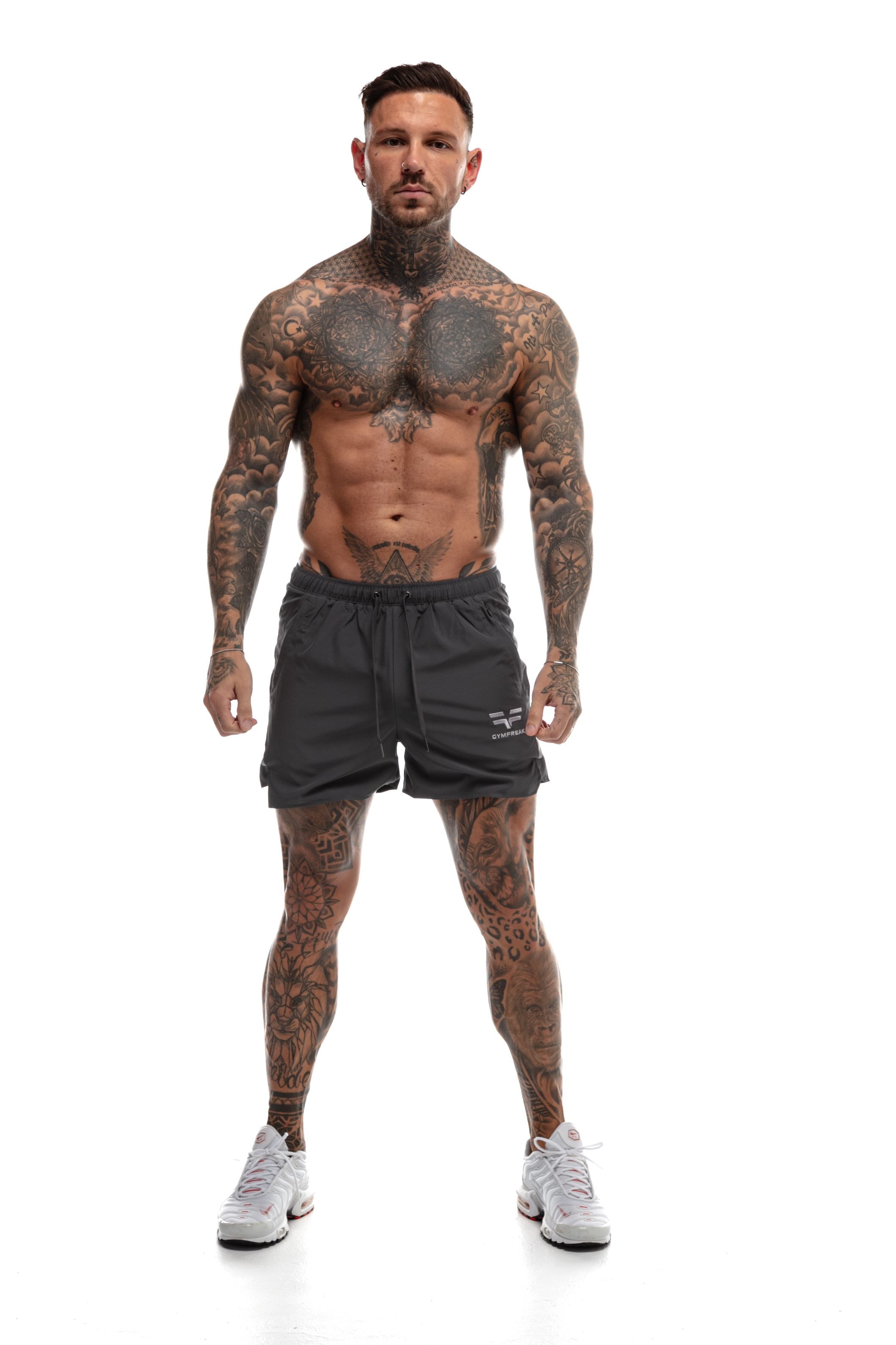 GymFreak Mens Fusion Shorts - Charcoal- 3.5 inch