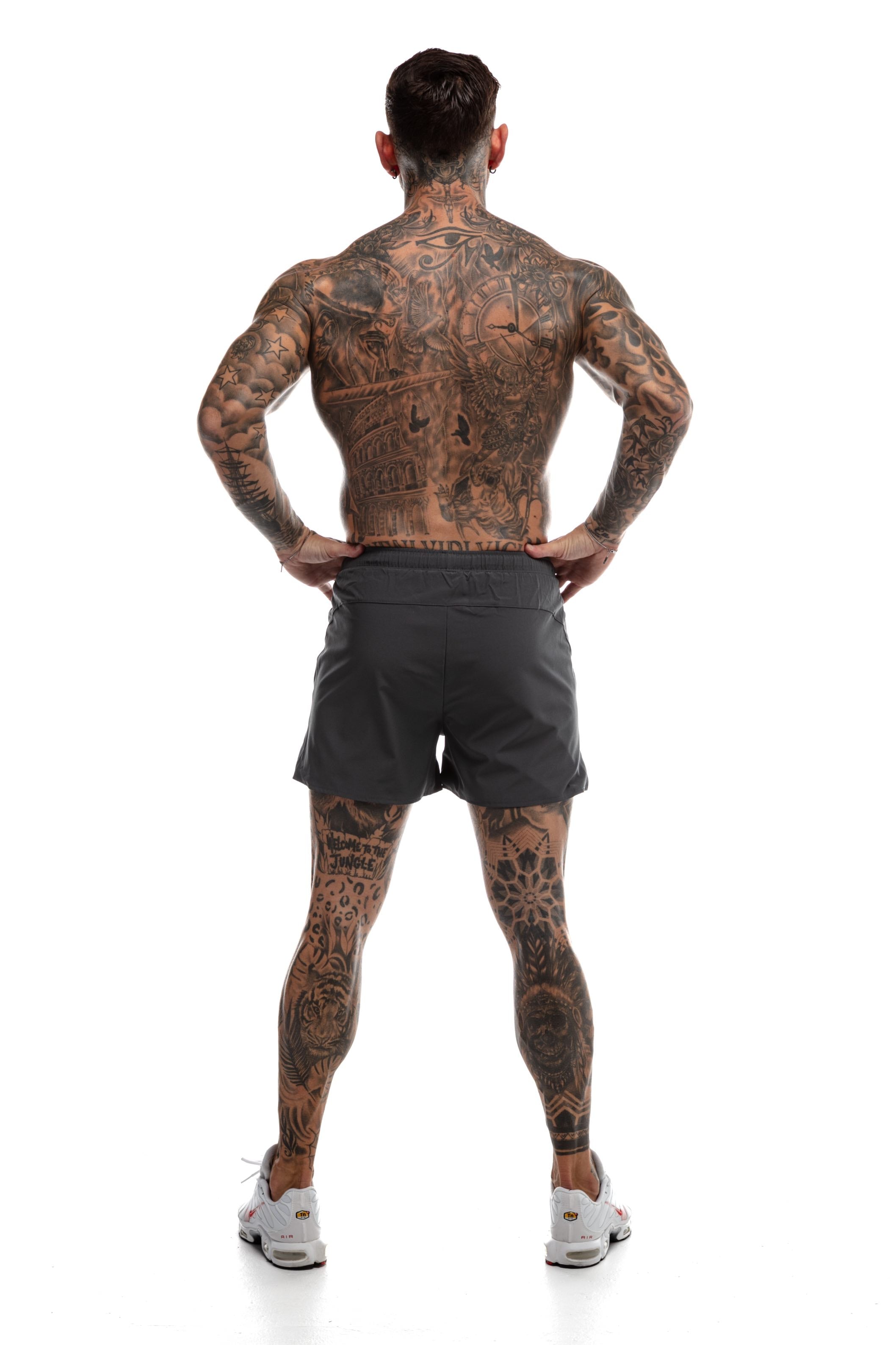 GymFreak Mens Fusion Shorts - Charcoal- 3.5 inch