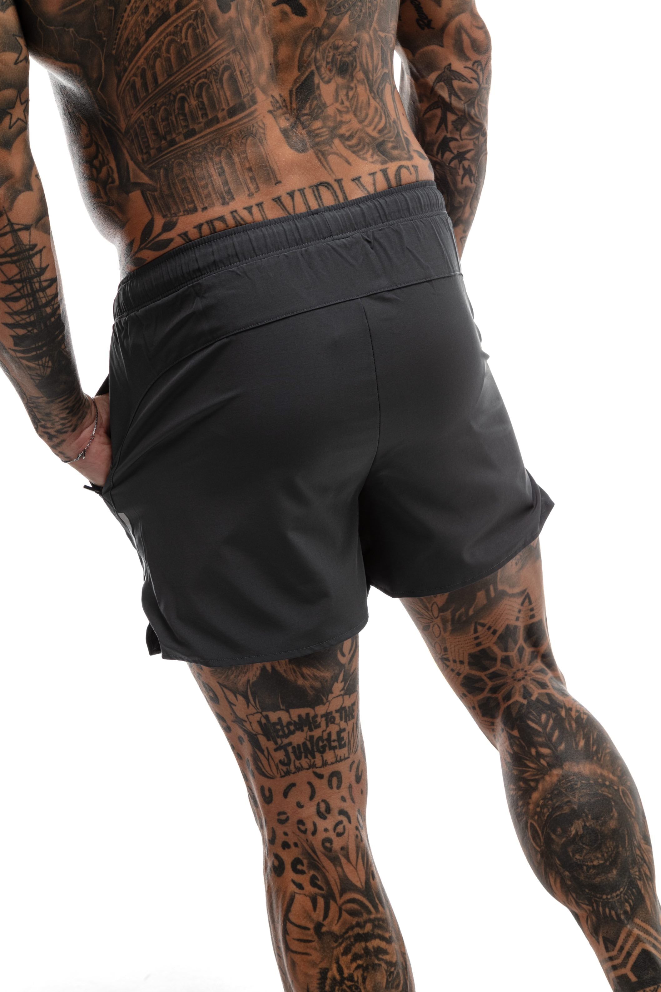 GymFreak Mens Fusion Shorts - Charcoal- 3.5 inch