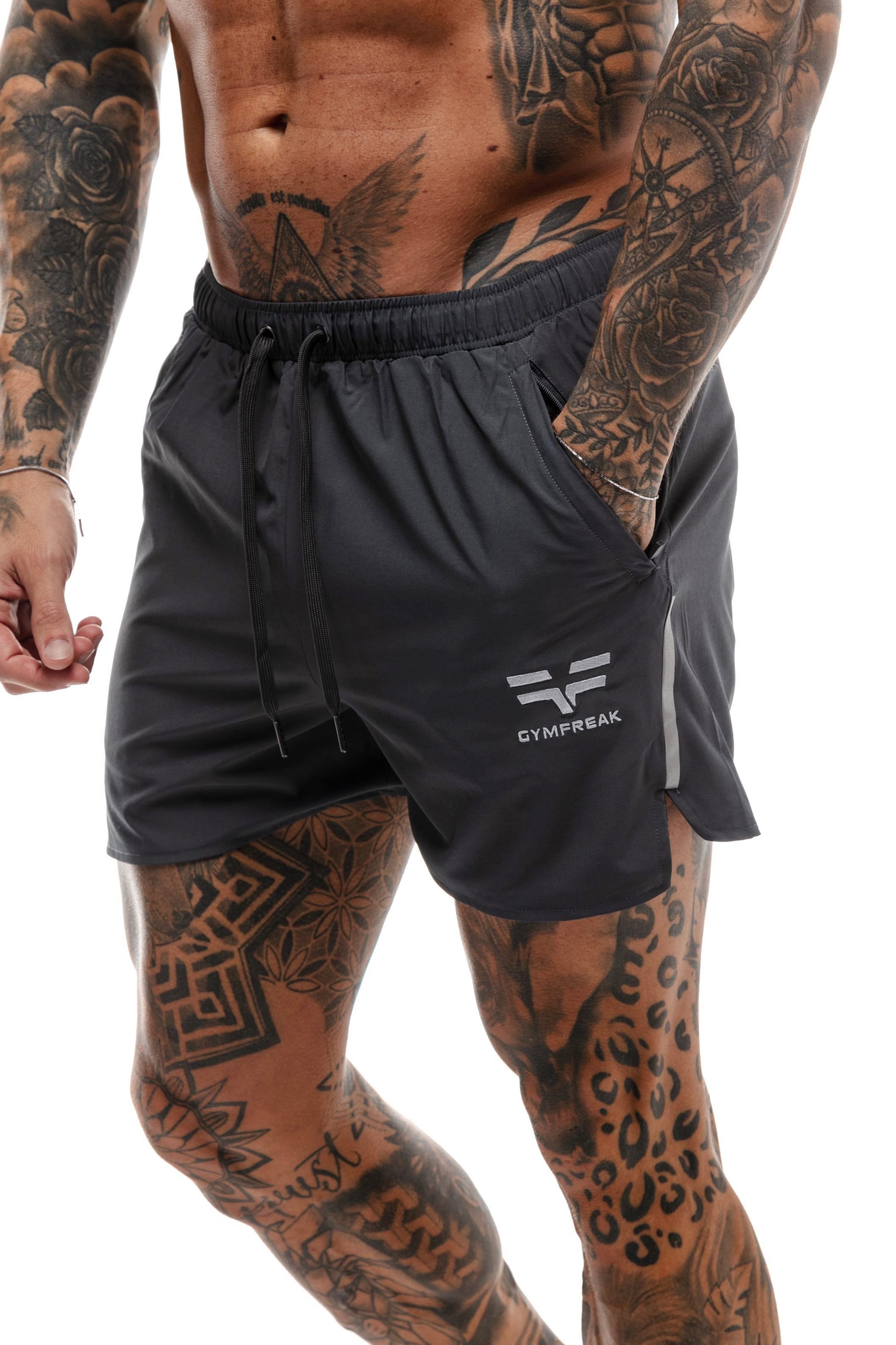 GymFreak Mens Fusion Shorts - Charcoal- 3.5 inch