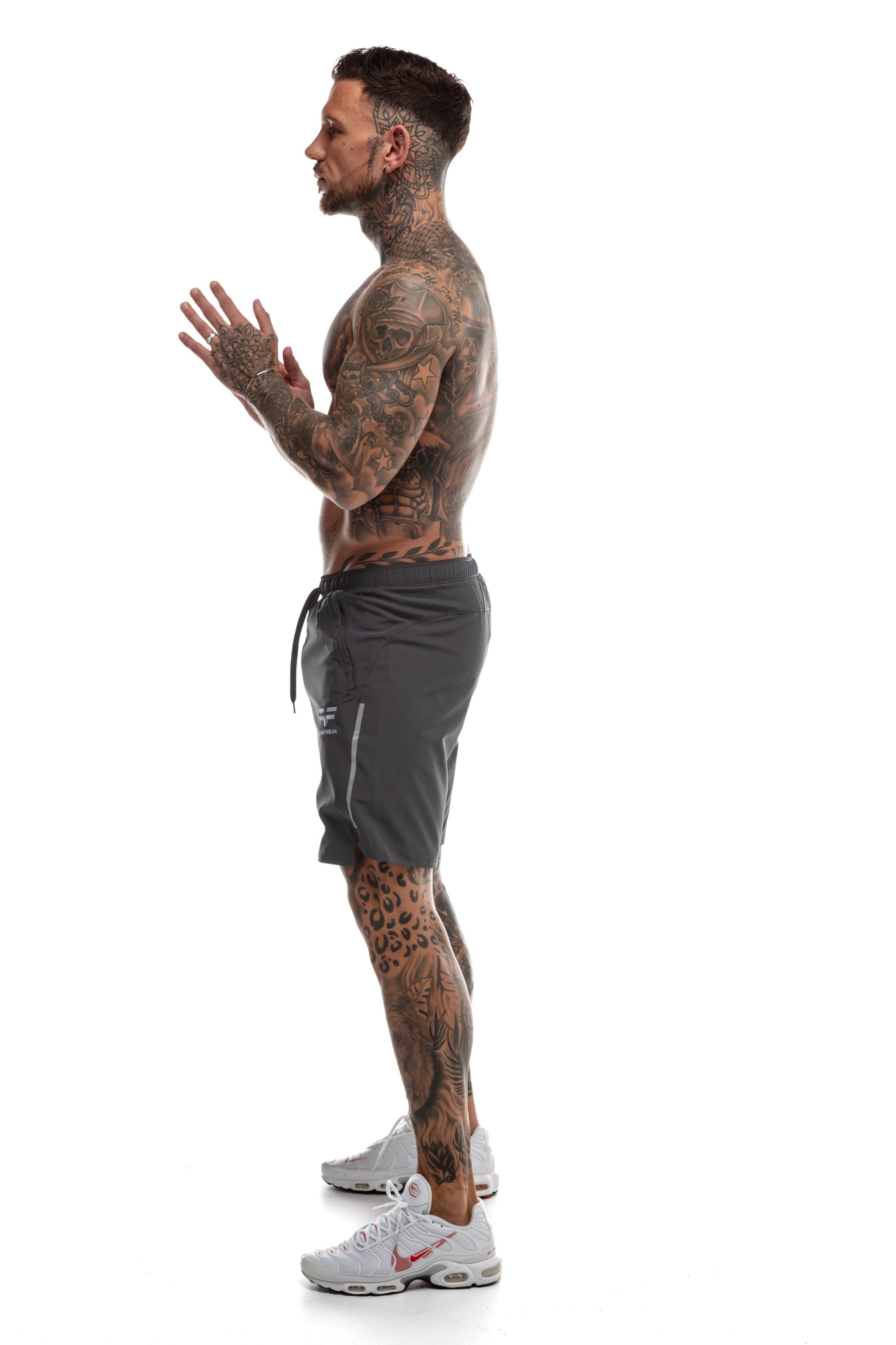 GymFreak Mens Fusion Shorts - Charcoal Grey - 7 inch