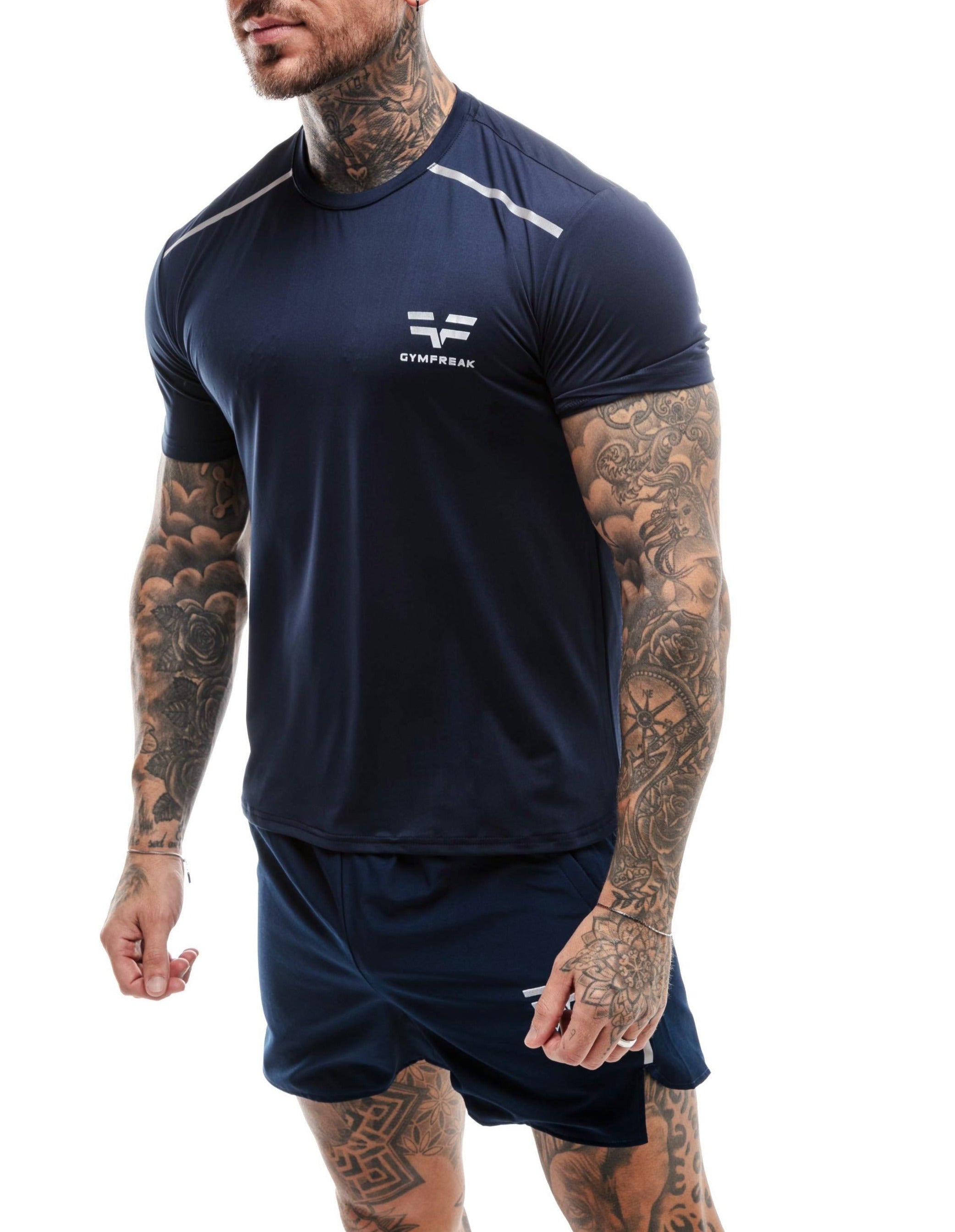 GymFreak Mens Fusion T-Shirt - Navy Blue