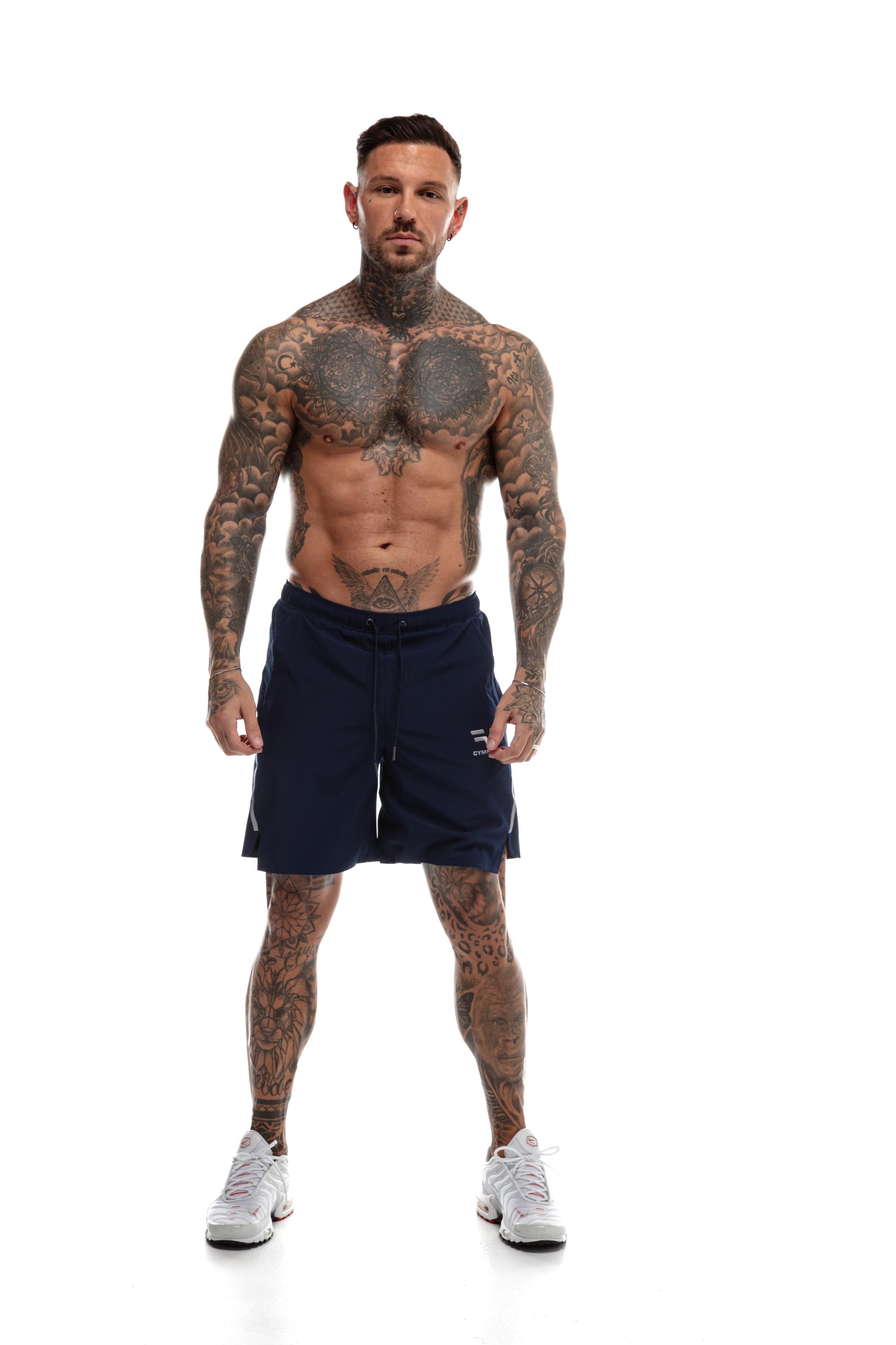 GymFreak Mens Fusion Shorts - Navy Blue - 7 inch