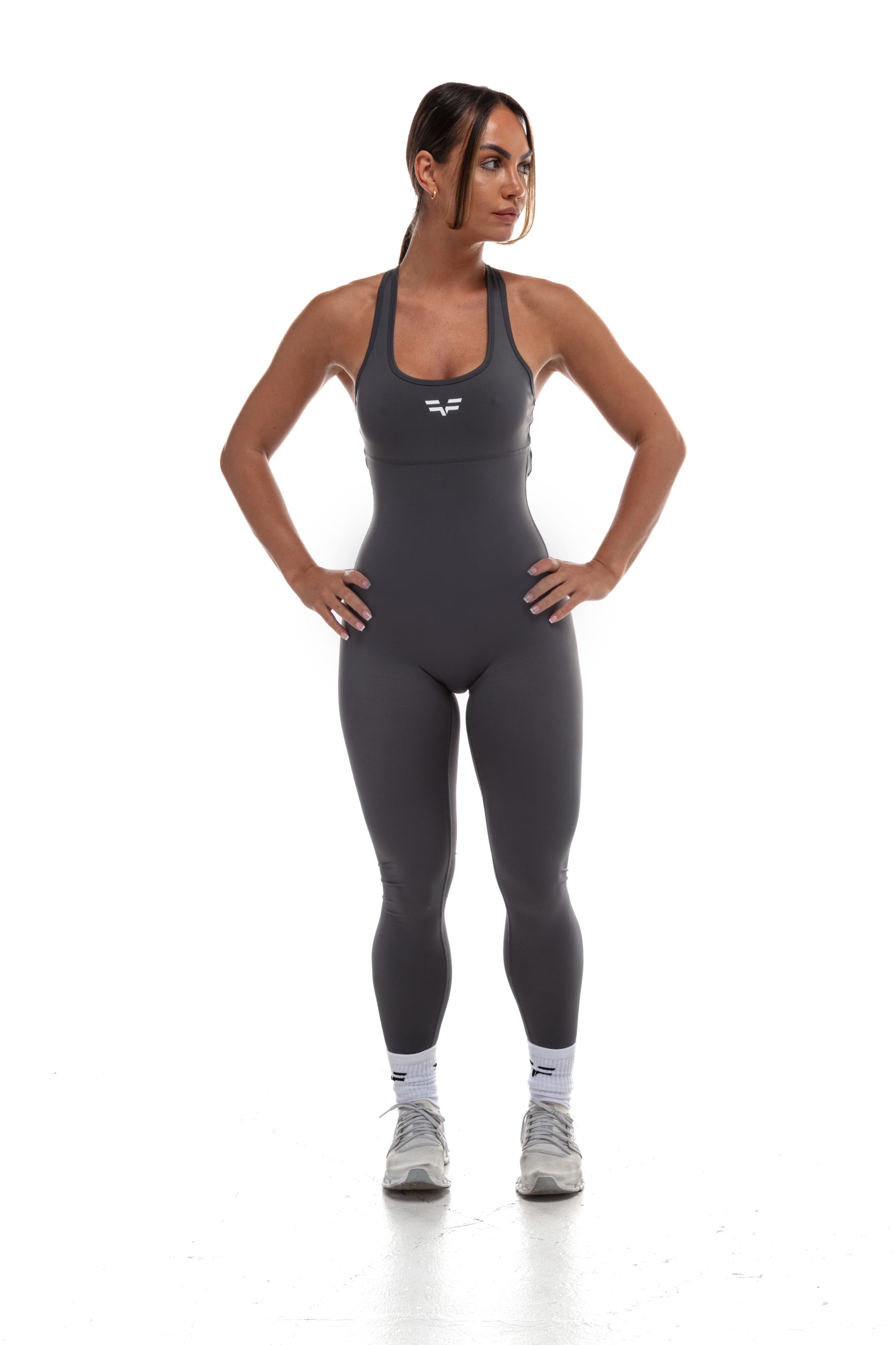 GymFreak Women's Vision Unitard - Grey - legging style