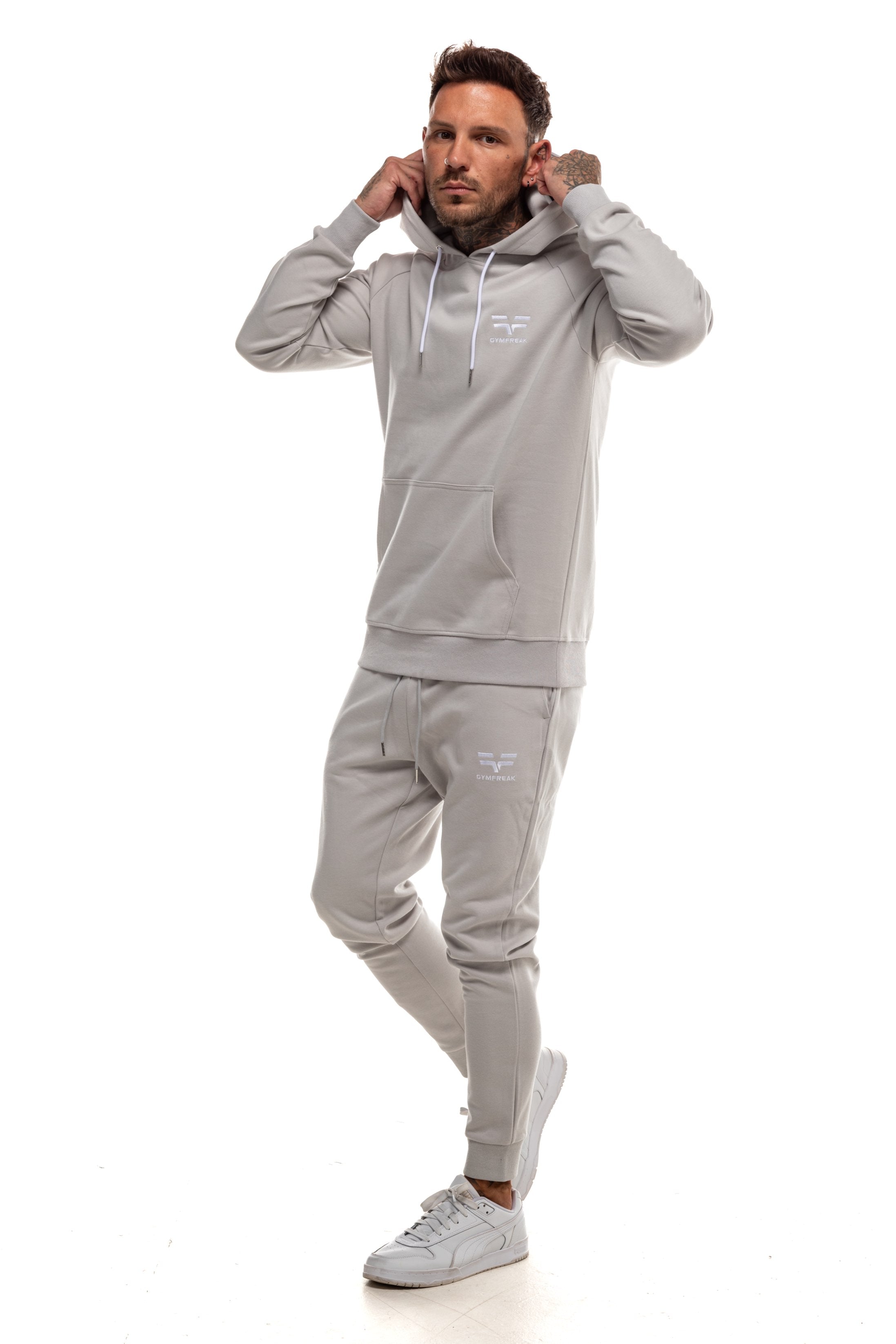 GymFreak Mens Power Hoodie - Light Grey