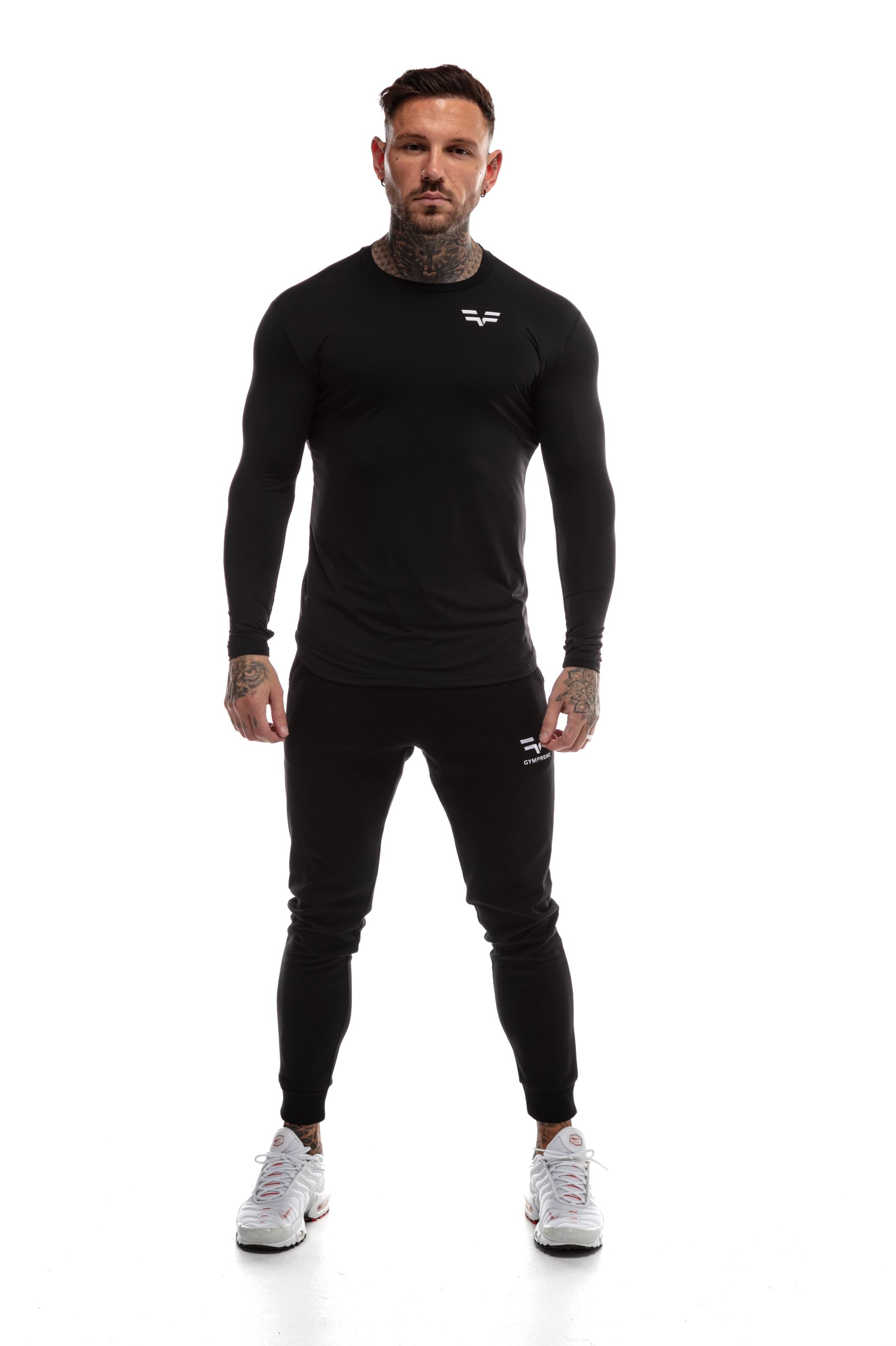 GymFreak Mens Long Sleeve Active T-shirt - Black