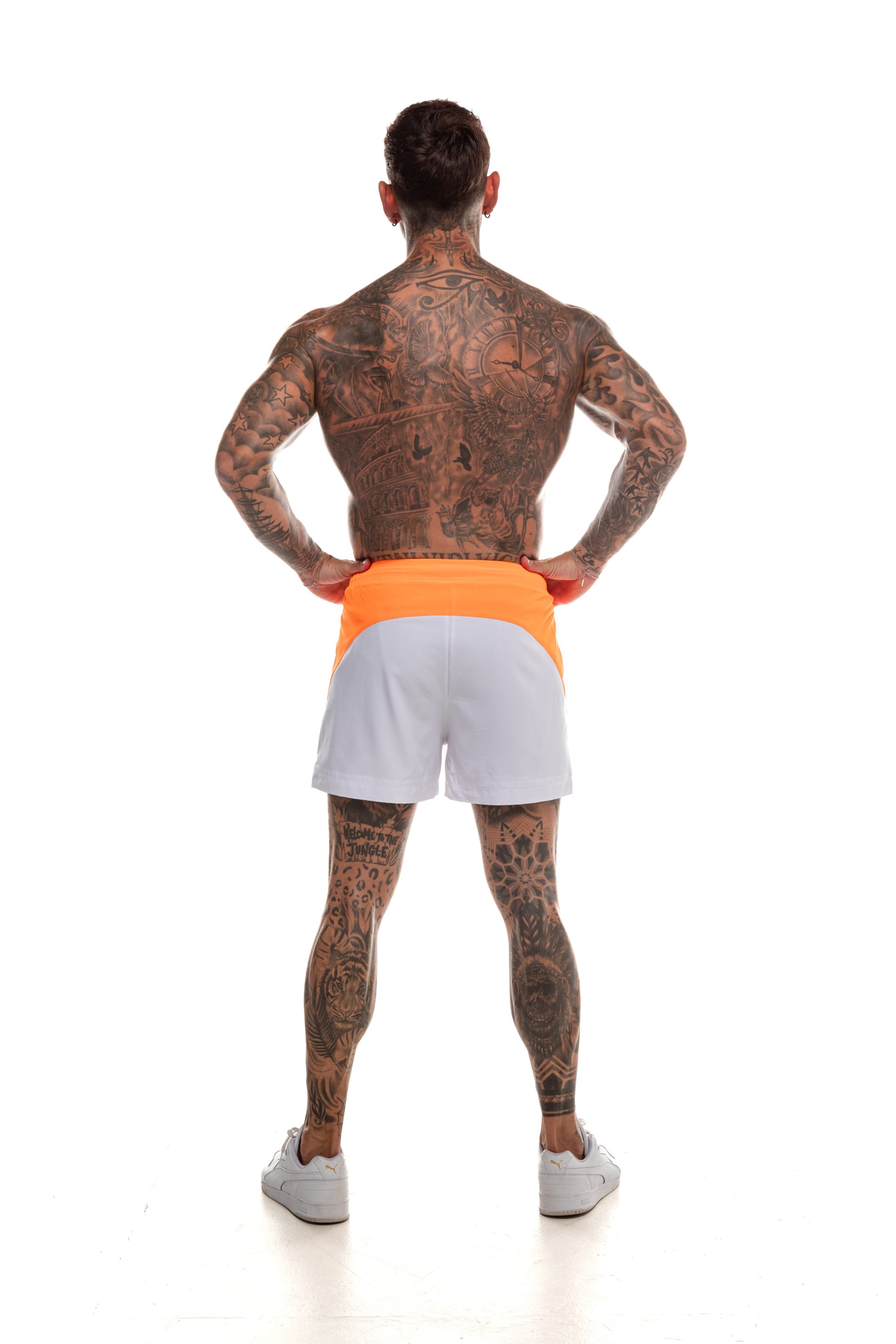 GymFreak Mens Neon Pro Shorts - Neon Orange - 3.5 inch