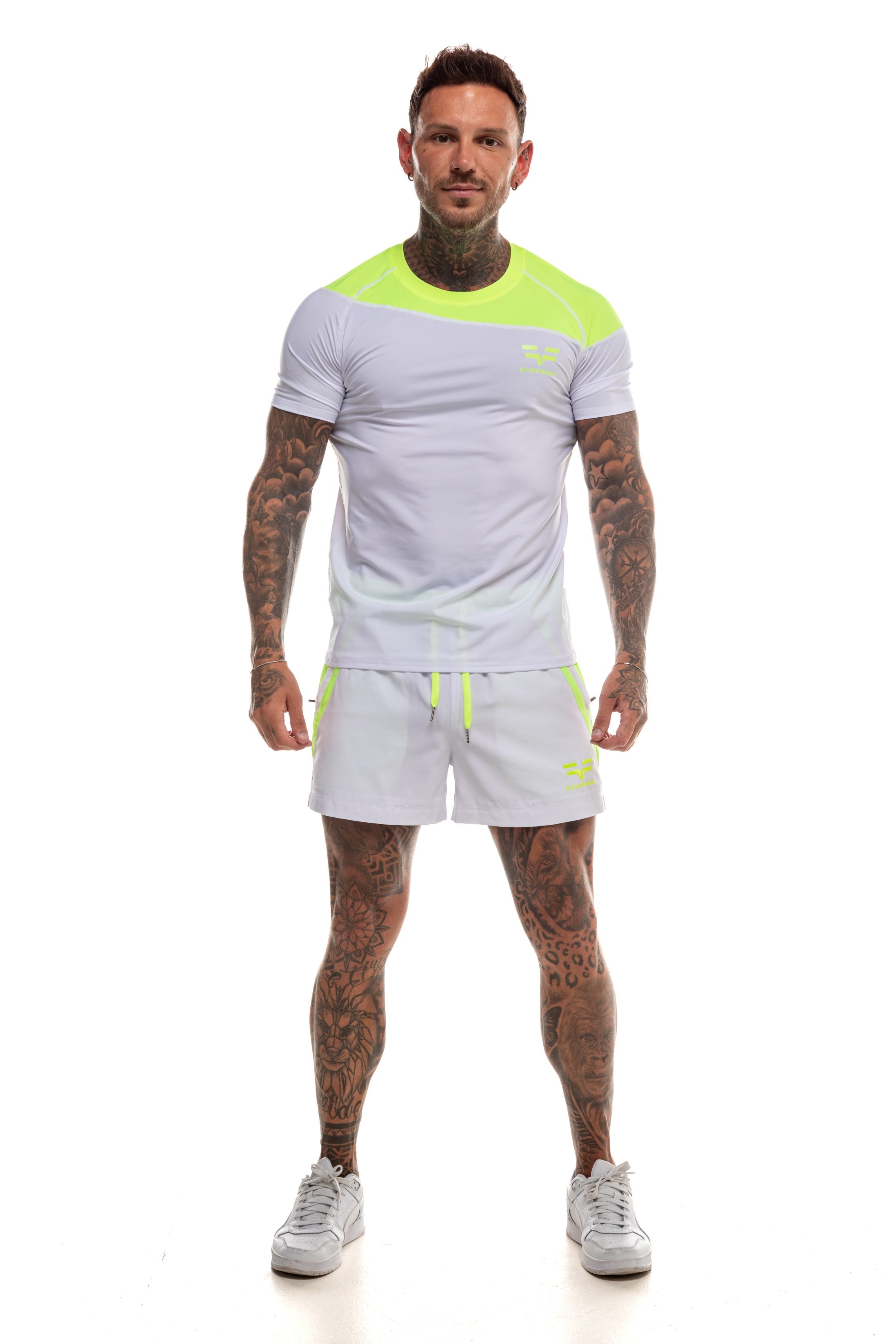 GymFreak Mens Neon Pro Shorts - Neon Yellow - 3.5 inch