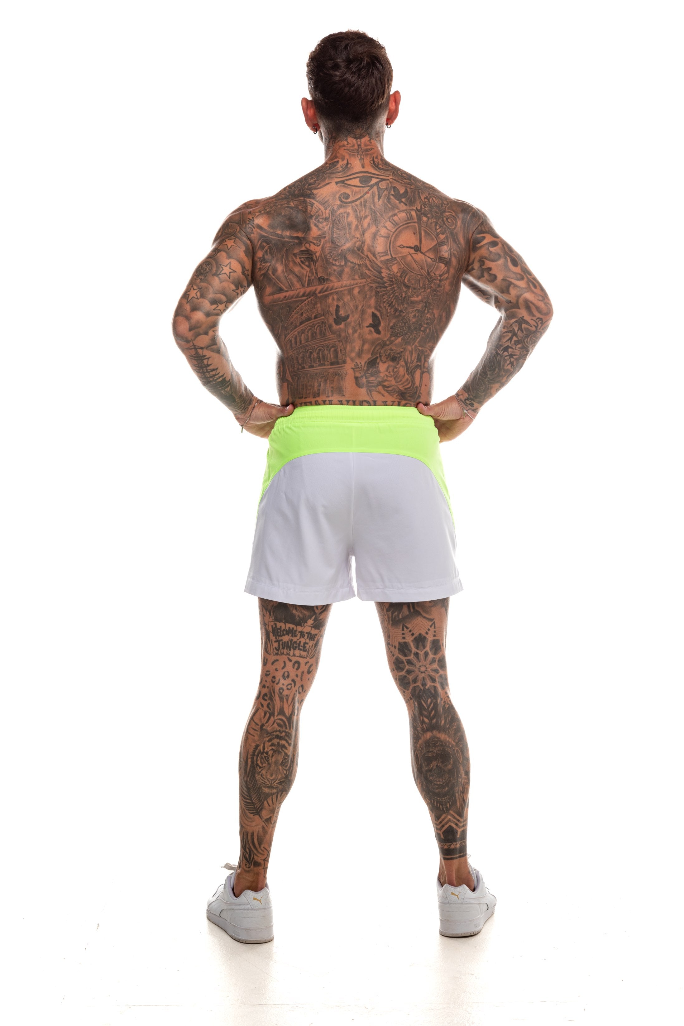 GymFreak Mens Neon Pro Shorts - Neon Yellow - 3.5 inch