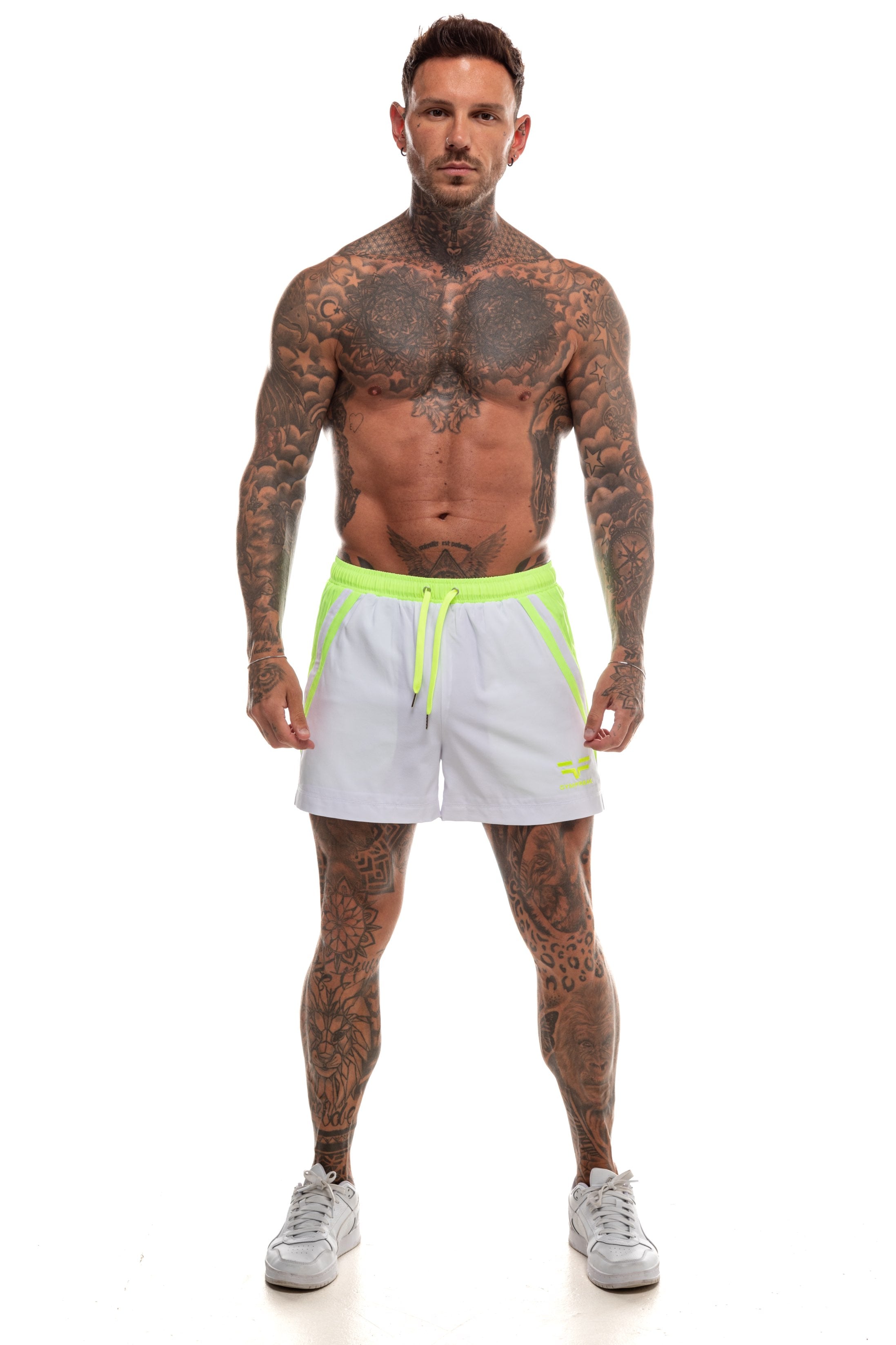 GymFreak Mens Neon Pro Shorts - Neon Yellow - 3.5 inch