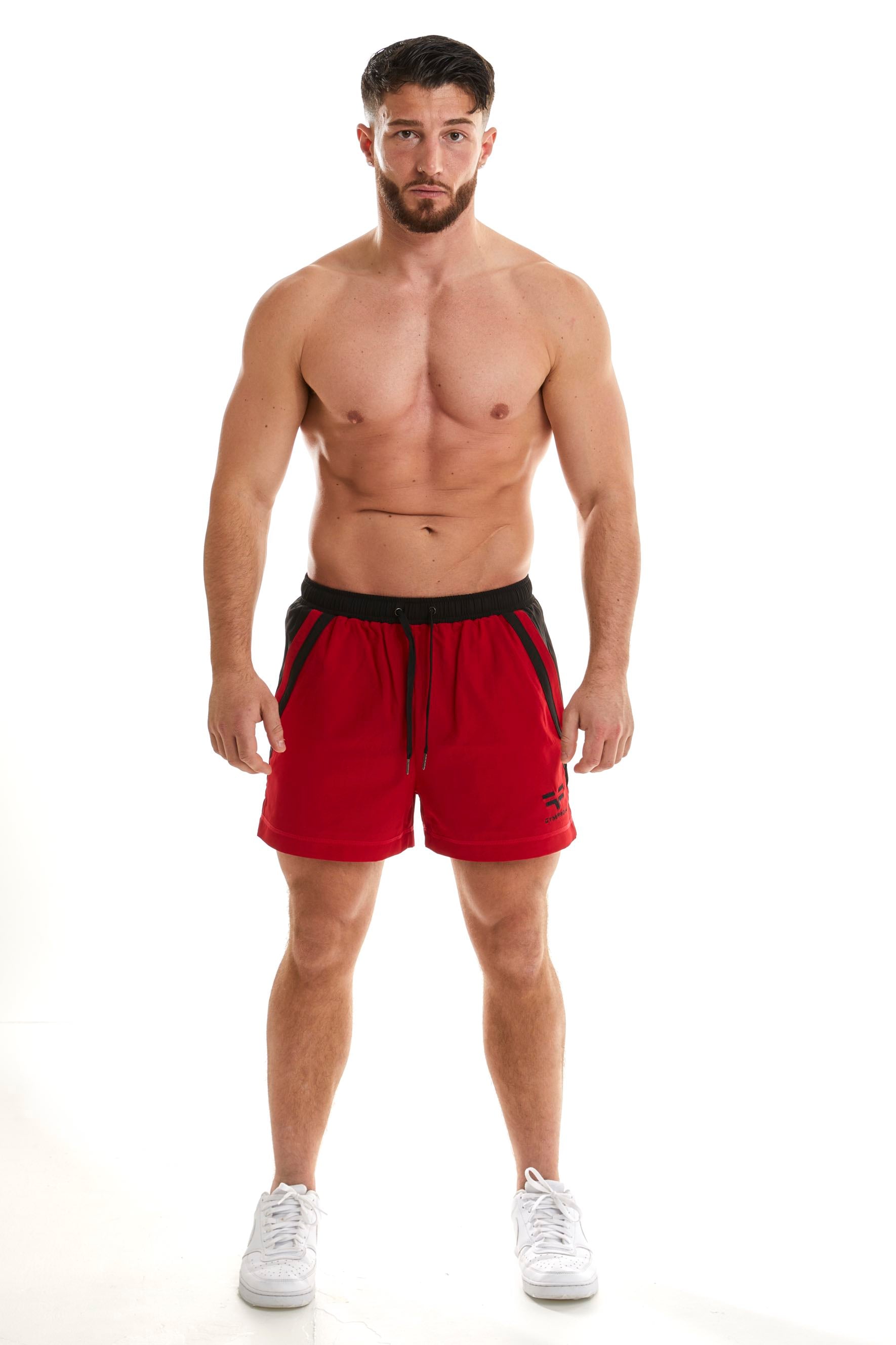 GymFreak Mens Pro Shorts - Red/Black - 3.5 inch