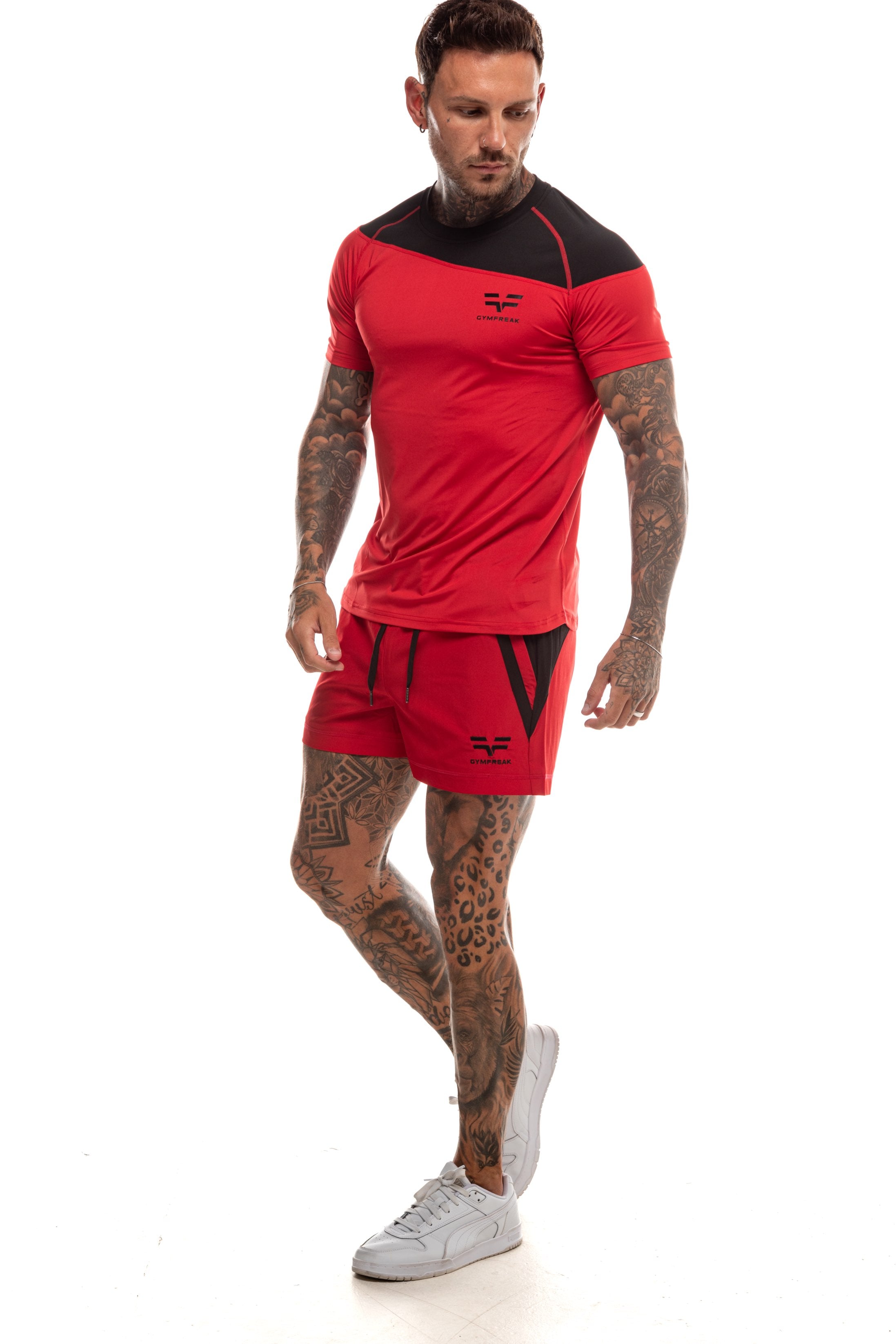 GymFreak Mens Pro T-Shirt - Red/Black