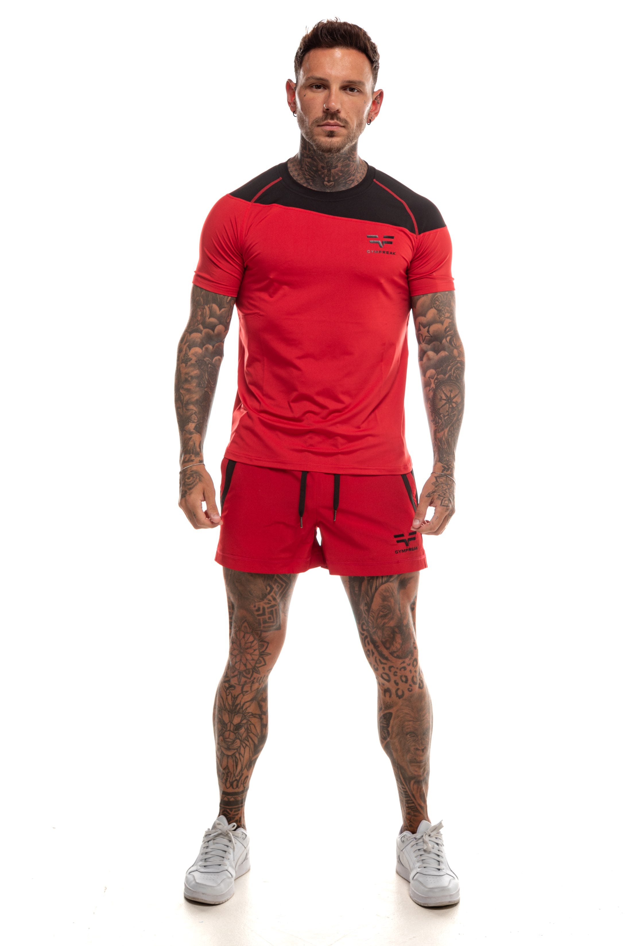 GymFreak Mens Pro T-Shirt - Red/Black