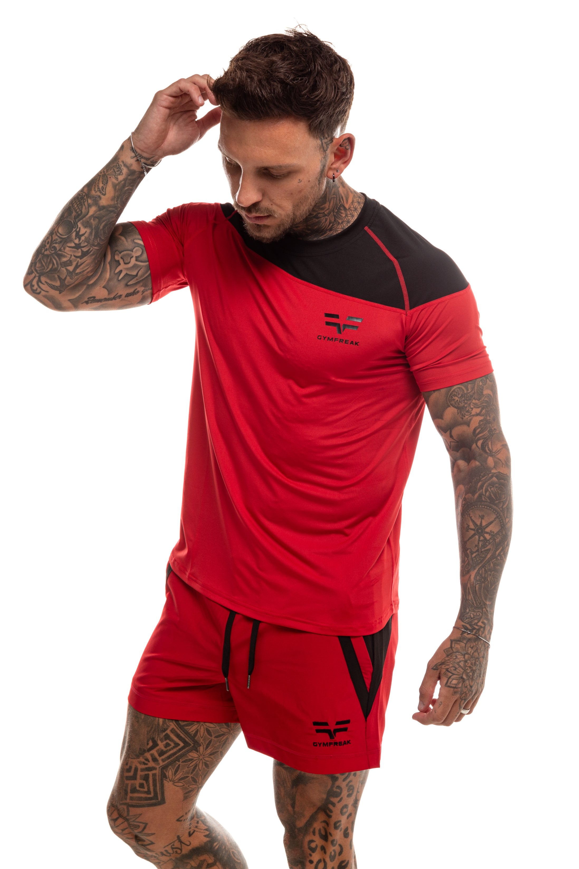 GymFreak Mens Pro T-Shirt - Red/Black