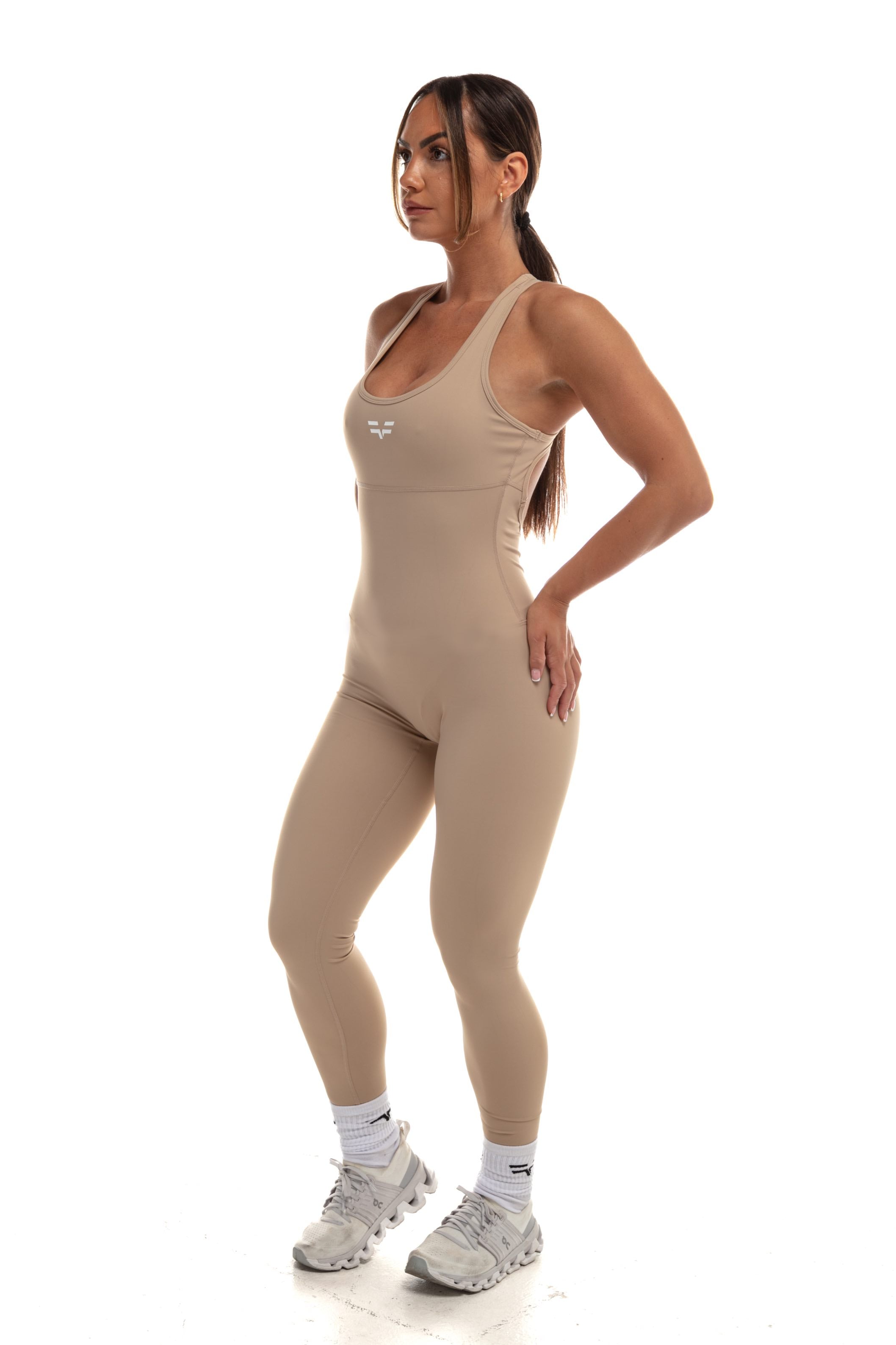 GymFreak Women's Vision Unitard - Sand - legging style